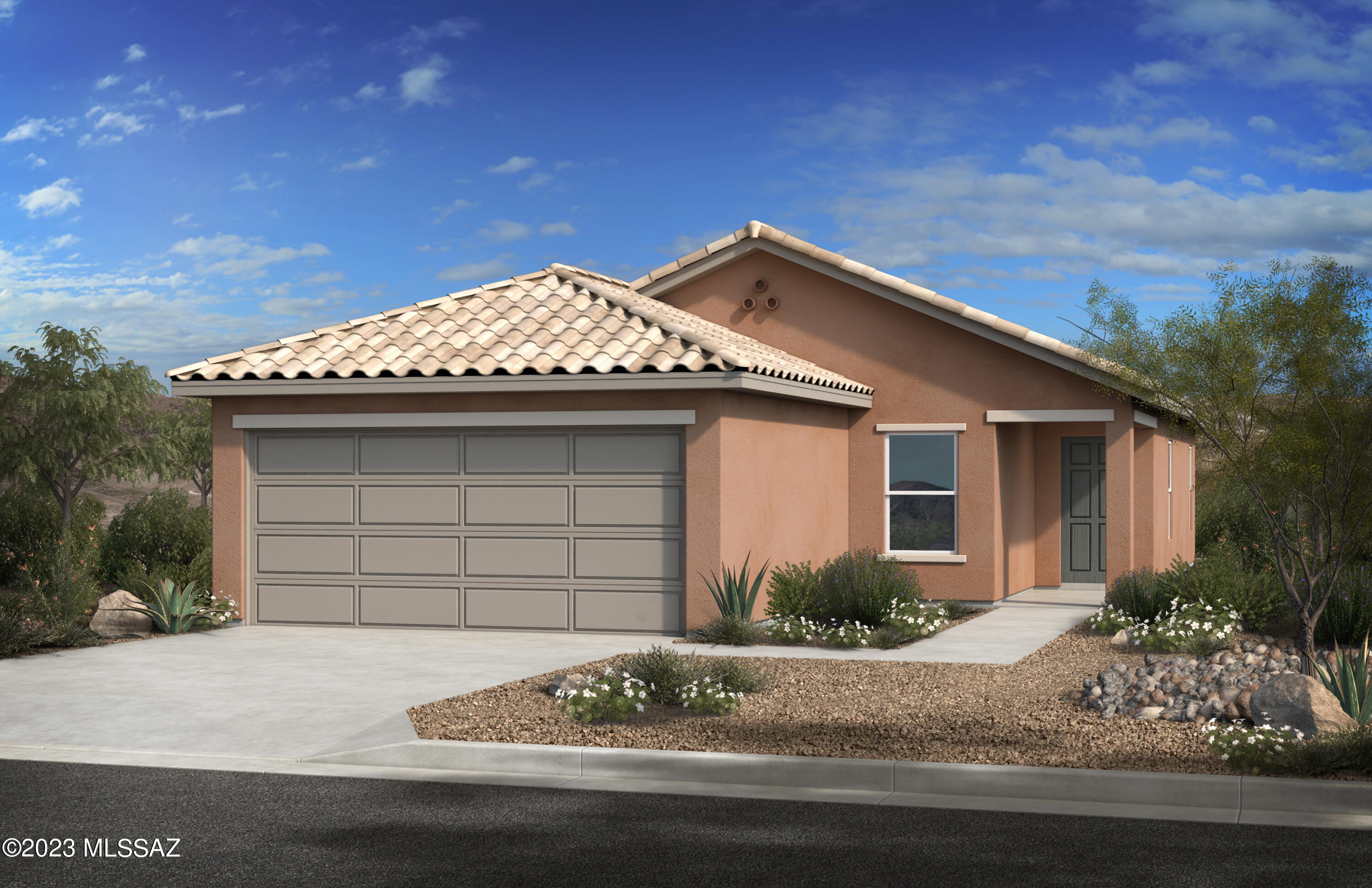 This single-story home features an open floor plan with abundant natural light. The kitchen showcases an island, pantry, and Whirlpool® stainless steel appliances. The den makes for an at-home office. The primary suite features an adjoining bath with a shower and dual sink vanity. The primary bedroom and bedroom 2 include a walk-in closet for additional storage space. Home is convenient to Tucson Loop and a short drive to major employers. Homeowners can enjoy access to community park and dog park. Ask about our special rate buydown and closing costs incentives. Any incentives are tied to seller's preferred lender KBHS. Projected closing month is March 2024.