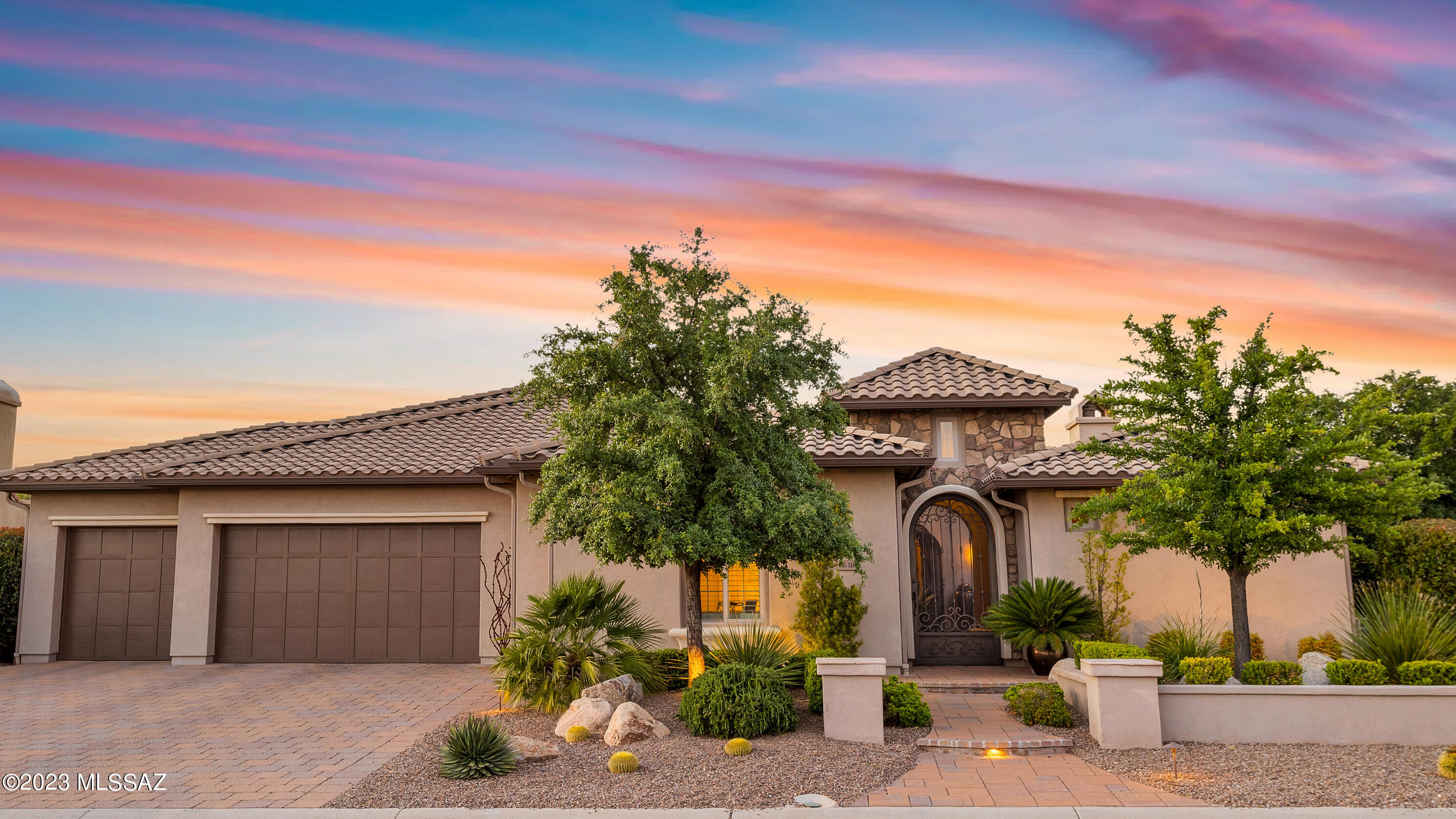 Luxury and elegance at its finest in the highly sought after golf community of The Preserve. This Sonoran model is located on the 9th fairway of the Championship Preserve Golf Course. Enter the property through the large wrought iron gate into a courtyard and outdoor fireplace. The large great room has a wall of glass looking out to the large patio, landscaping and golf course beyond. The gourmet kitchen is a chef's dream and an entertainer's delight. High end appliances, granite counters, custom backsplash and separate butler's pantry. No detail was spared in the owners vision of this magnificent home. The spacious Master Bedroom has a spectacular ensuite with a walk-through shower, separate his and her sink areas and a huge walk-in closet. This is a MUST SEE estate home!