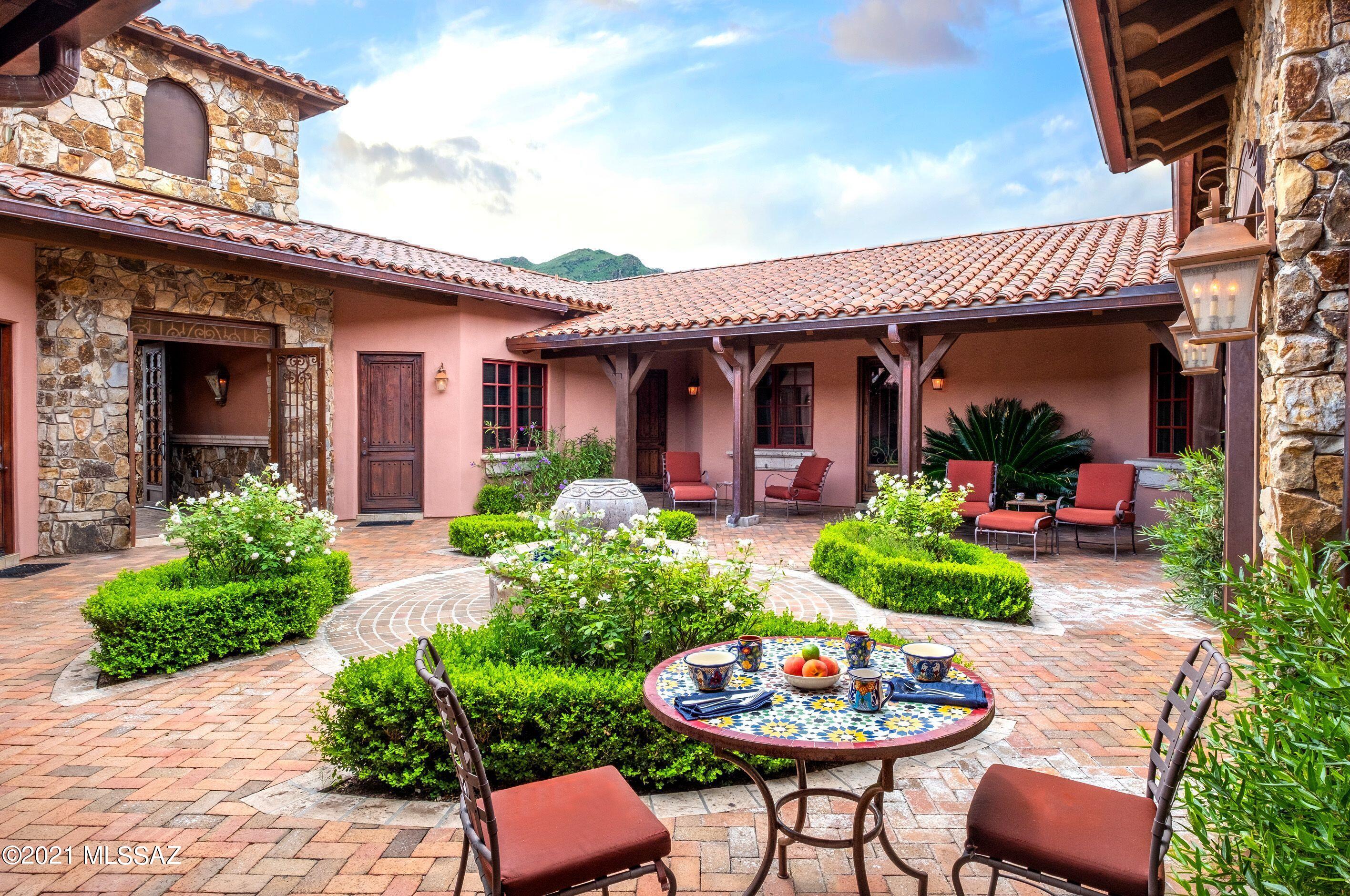 Sombra del Sol Ranch offers a gracious Southwest lifestyle at an elevation of 4,100 feet. Set alongside a 5,500-acre private preserve of rolling landscapes, rock outcroppings, and seasonal creeks, Sombra del Sol includes outdoor living features at their very best. The centerpiece of the ranch is a stunning hacienda built around a romantic courtyard. This premier home looks north across a contained valley toward the majestic Santa Rita Mountains. Built to the highest standards, the hacienda contains 4 bedrooms, 4.5 baths, an office/media rm, living rm, large kitchen & spacious dining room. The focal point of outdoor living is the huge rotunda living rm overlooking a large pool & the mountains beyond. The hacienda rests on 73 acres of beauty. Up to 1,676 acres also available. SEE SUPPLEMENT. This magnificent property is also available in various sizes: 1,749 deeded acres for $6,500,000, 740 deeded acres for $4,500,000 or 368 deeded acres for $3,500,000.