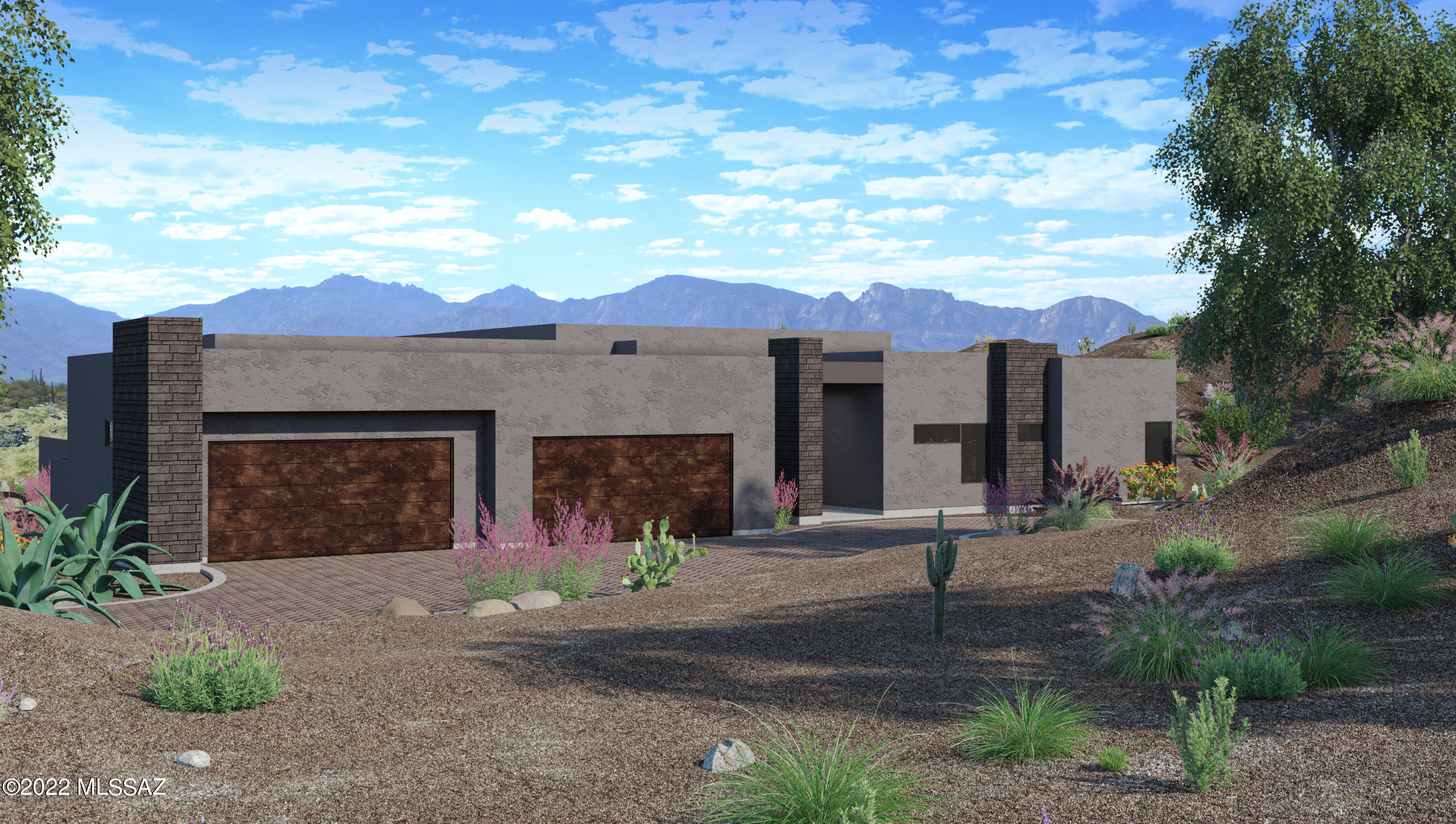 Estimated completion date spring of 2023.
Enveloped by surreal, stunning natural rock outcroppings, this home is not just exquisite but also entirely unique. Your own distinctive, private enclave nestled high in the Sonoran Desert; this modern residence is a masterpiece.  Located in prestigious Stone Canyon, this mindful 4059 sqft floor plan accentuates the beauty of the natural desert landscape and the eastward views capture the Catalina Mountains. Further, at every turn within the gorgeous home are highly desirable details woven together to create a magnificent experience as you enter the oversized pivot front door.  This home features 4 bedrooms, flex room and 4.5 bathrooms. This residence is the definition of luxury with the open concept chef's kitchen, featuring a butler's pantry, sophisticated finishes and high-end appliances. Relax and unwind in the owner's suite with your own private patio, spa-inspired bath and double closets.  While feeling like you are world's away at this serene home you are only a few minutes away from all the amenities that Stone Canyon has to offer.  state-of-the-art Health & Fitness Center w/ brand new equipment, Clubhouse with its own restaurant and Championship Golf Course.  Located in the heart of Oro Valley, ranked as one of the safest cities in Arizona, you are near fine dining, hospitals, shopping, hiking trails and more.  Welcome home to your piece of paradise in the desert.