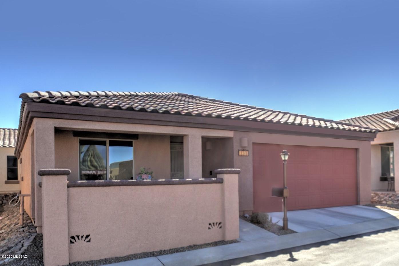 Built in 2015, this Rancho Resort home is better than new! 2BR/2 BA + den w/ french doors. Beautiful kitchen with cherry cabinets & gorgeous granite. New skylights provide a light, bright kitchen with with SS appliances and Gas Range too. Dining area adjacent to open concept kitchen/great room. Split BR's  and baths with stylish solid surface countertops  Recent enhancements include an inviting enclosed/ extended covered front patio, that's ideal for you and your guests.  The  clubhouse, and ammenities are within walking  distance (pickle ball, pool, club house, etc). Your AZ resort  lifestyle awaits!