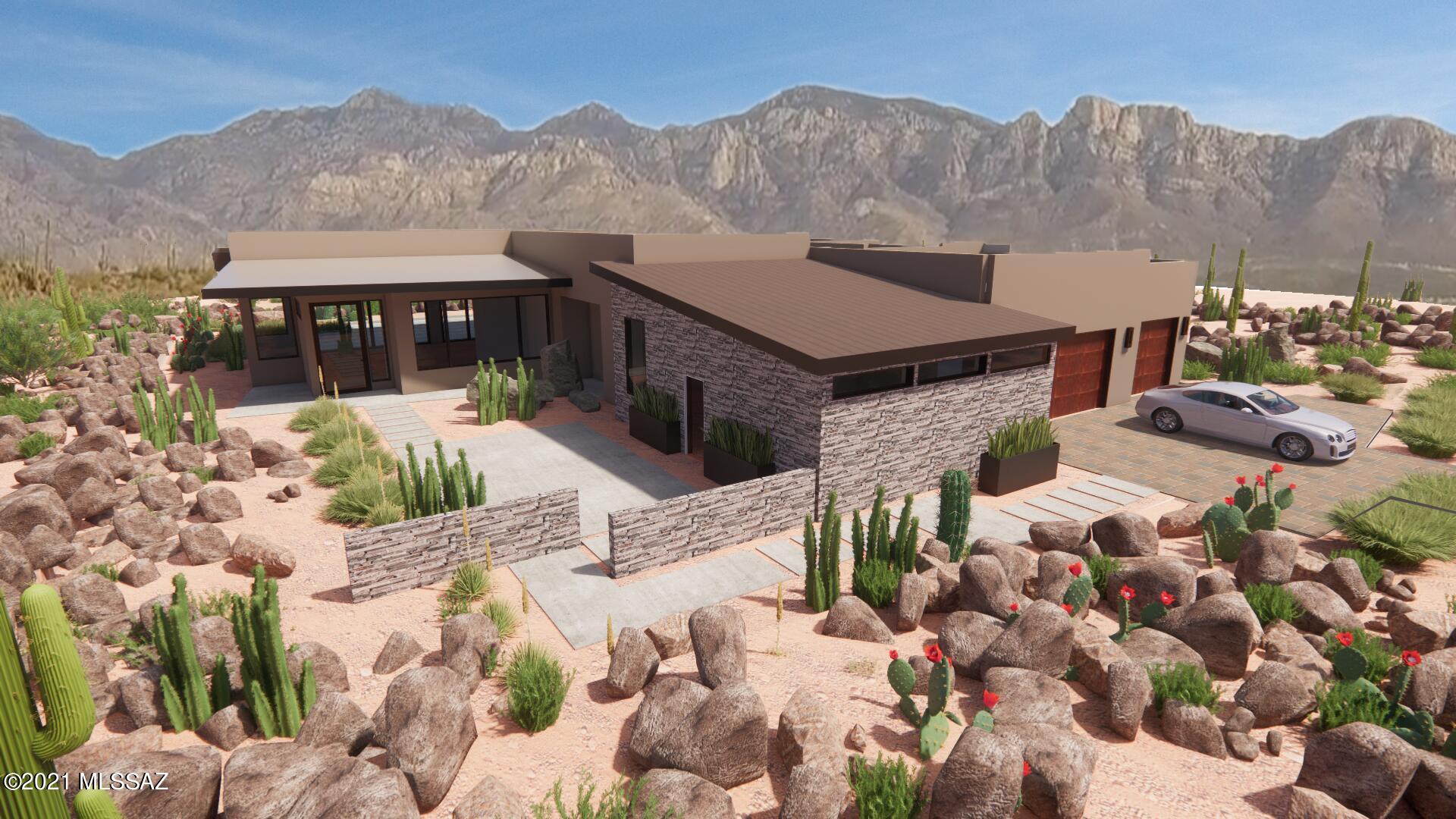 Experience every level of architectural beauty on your spacious 2.12-acre homesite. This exquisite 4,029 sq. ft. home offers the utmost luxury comforts amongst a desertscape oasis. Function meets the grandeur of this large home with three bathrooms, a half bath, studio, office, and great room with a unique view of the surrounding desert and marvelous native saguaros from your back door. Large windows with 10 ft. sliders and high ceilings maximize your unobstructed view of the Catalina Mountains for a fabulous indoor-outdoor living experience.

Set in the Stone Canyon gated and exclusive golf course community, this contemporary-styled neighborhood is close to the Health & Fitness Center and Golf Course Clubhouse. Take advantage of the tennis courts, pickleball, pools, and Jay Morrish-designed world-class golf course. Stone Canyon is the only golf course in the greater Tucson area ever to be ranked in the top 100 golf courses in America according to Golf Digest. Come home to every luxury you could wish for in your private piece of paradise.