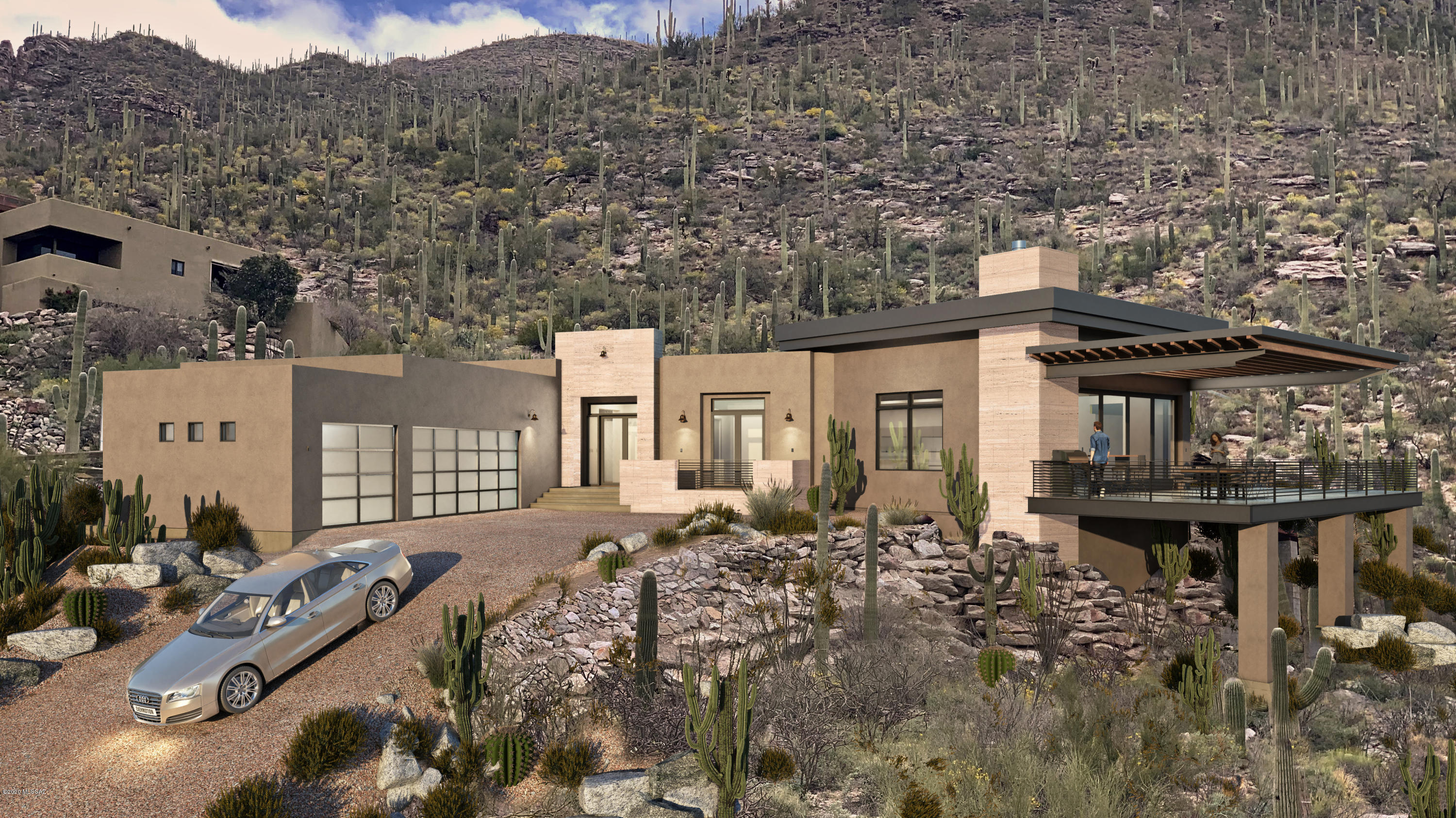 Nestled at the base of the Catalina Mtns, and overlooking the twinkling city lights of Tucson sits 
''Villa Renata'' This stunning modern, contemporary home, designed by Bill Gansline is situated on 4.63 acres of private open desert space. Gourmet kitchen includes, GE Monogram appliances, Bertazzoni 48''Range, quartz countertops. Coffered ceilings and 8ft alder doors open to expansive covered patios. (outdoor living room) Magnificent floor to ceiling windows capture the beauty of our Sonoran desert while letting nature and light in. 
Home is complete and professional pictures, video, tour will be taken in January.