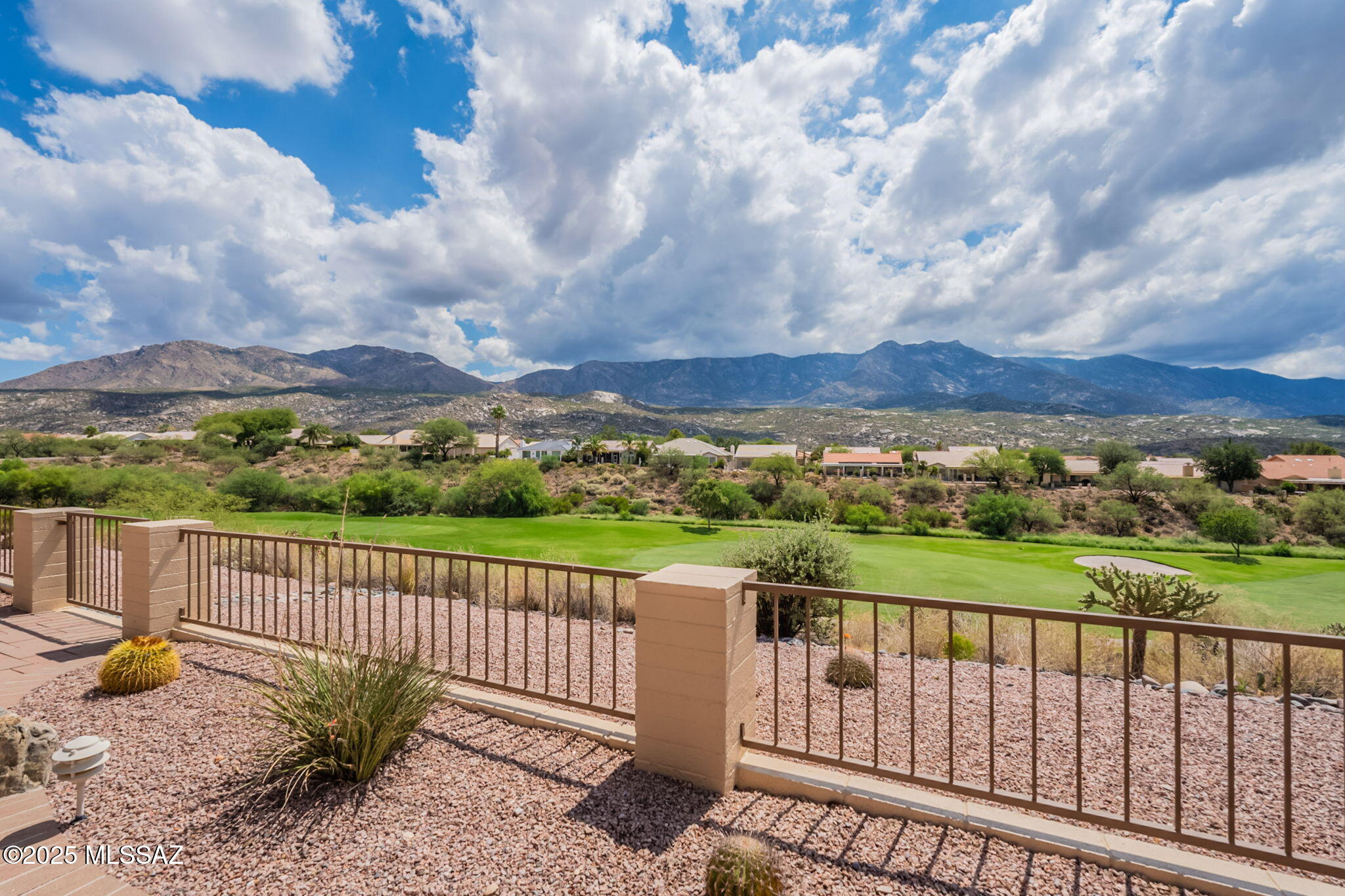 Enjoy fabulous panoramic mountain views from this elevated, private lot showcasing a light and bright fully updated SaddleBrooke Borgata floorplan with 2 bedrooms, 2 baths, living, family, office & craft room. The beautifully remodeled kitchen features an island with prep sink, granite counters, induction cooktop, wall oven, new cabinets, and abundant storage. Interior highlights include ceramic tile floors, Pella windows, 8' sliders, modern lighting, and security system. Primary suite offers patio access, sitting area, and spa-like bath with soaking tub, tiled shower, and dual vanities. Exterior upgrades include 2025 paint, paver patios, motorized solar screens, and newer HVAC. Extended garage with golf cart space, storage, and 2019 roof underlayment complete this gem. This won't last!