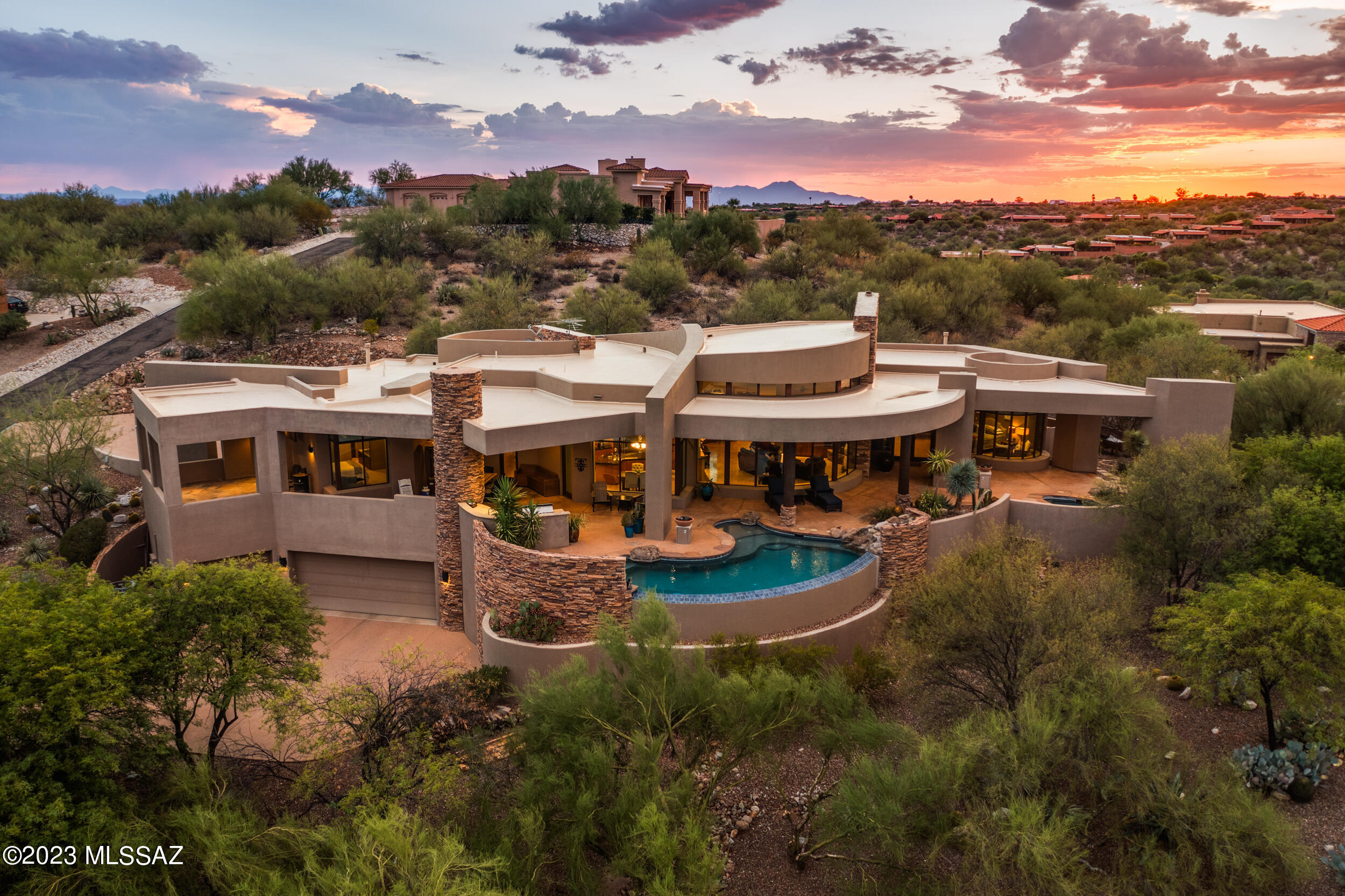 Range priced $1.5 - $1.75M. This exceptional home sits on a private, elevated 1.5 acre lot. It features 3 bedrooms + a den/office, 3 full baths, 3 garage spaces, a split floor plan and NO HOA. With 3,473 sqft of interior living and 1,600 sqft of exterior living space you can perfectly enjoy Tucson's weather all year round. The outdoor space also offers an infinity edge pool, spa, built in grill and multiple entertaining areas. This is the type of property best experienced in-person.