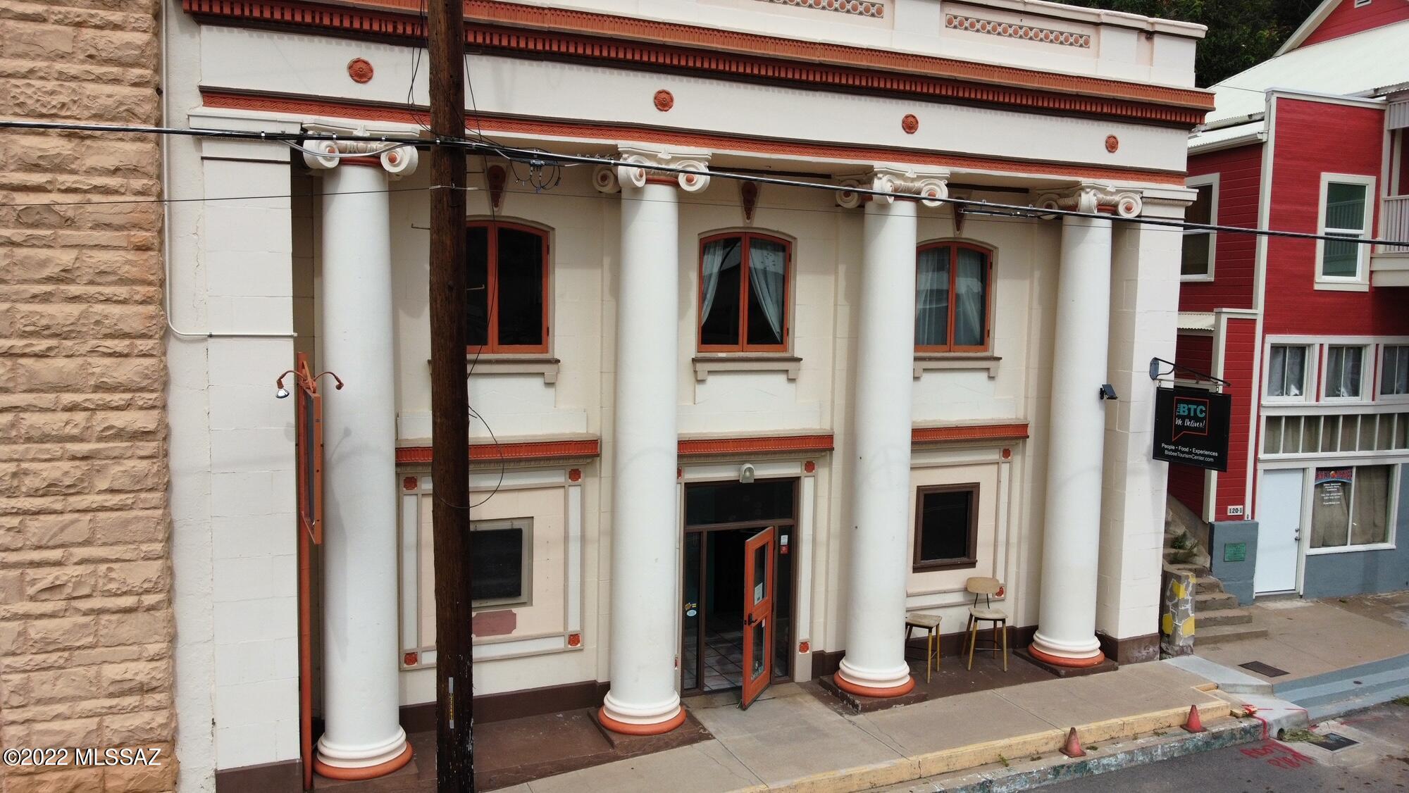 Are you looking for Bisbee's most unique property for your bed and breakfast or restaurant? Look no further! This building houses the ''BTC'' (Bisbee Tour Company), which has been a successful tour business with the aid of their fleet of six- seater golf carts. BTC also has a food delivery service for
residents and tourists alike. The bottom floor of this historic building is a restaurant/ dining room with unusual rooms surrounding for picture opportunities or conversing. Upstairs is a fully functional short stay business, whether you choose to airBNB, VRBO or hotel/motel the rooms. 5 immaculate rooms totaling 6
beds for guests. Laundry facilities upstairs for staff convenience. This property is just steps from Brewery Gulch and many Bisbee attractions. ready for your business today!