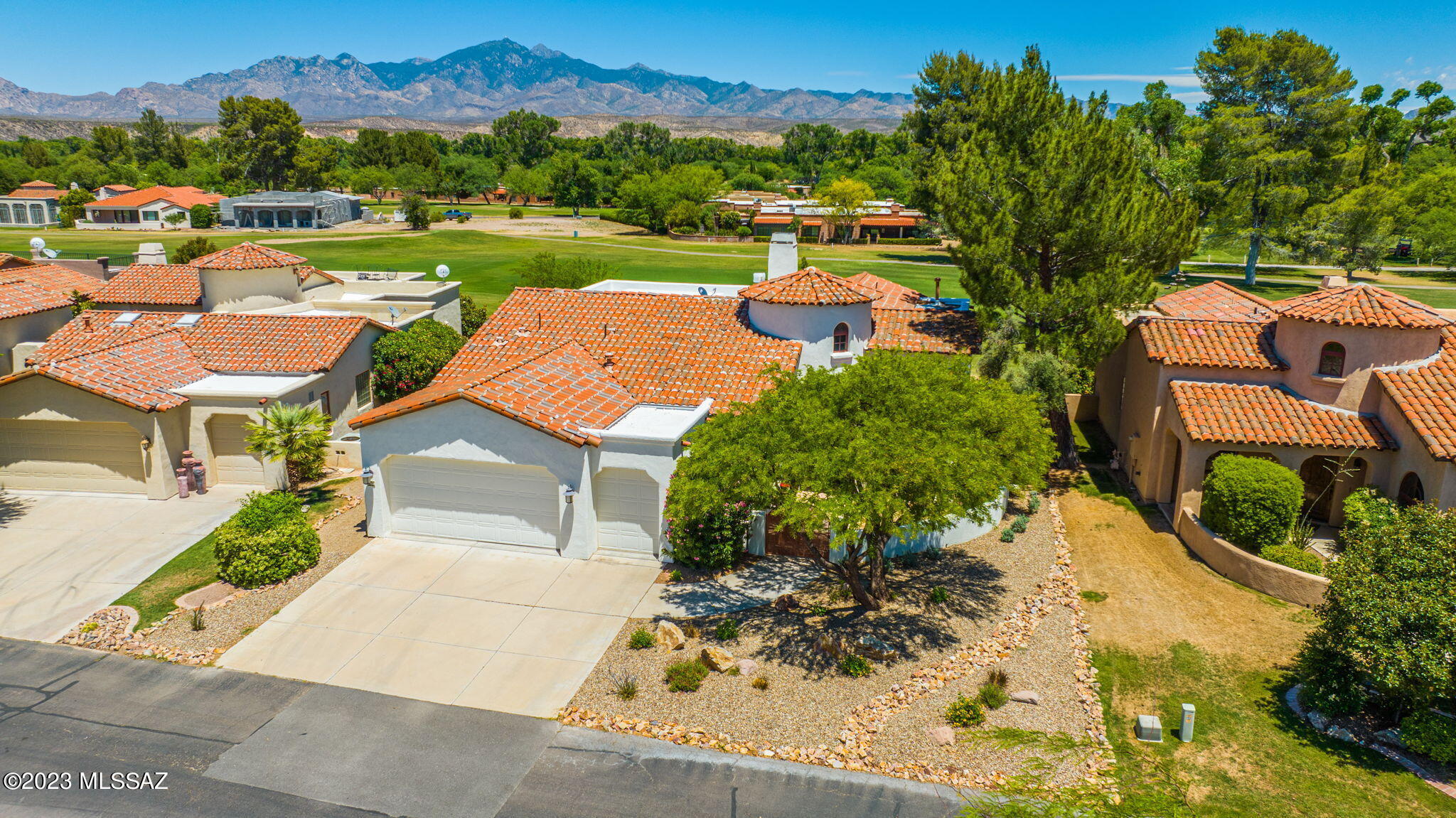 Move in ready stunning dream home features an east-facing patio overlooking the lush 7th fairway of the Tubac Golf Resort and the Santa Rita Mountains. Idyllic outdoor spaces include course-side covered and open terraces offering plenty of space for al fresco entertaining. This former model home features exposed beam ceilings, Venetian plaster walls, gorgeous millwork, mesquite flooring, large fireplace with dramatic wood mantel, saltillo flooring in kitchen, generous WFH office with Murphy bed, updated fixtures and finishes. Elegant kitchen features granite countertops, custom cabinetry, mesquite bar for casual dining, upgraded stainless steel appliances. Owner's suite features direct terrace access, fabulous views, en suite bath with double-sink and seated vanities. Three-bay attached garage includes Tesla charger and golf cart.

Offering a variety of sizes from .25 to 1+ acres, this subdivision is ideally situated surrounding the desirable Tubac Golf Resort and Spa. With lots still available for investment or building, you're sure to find, or create, the home that's just right for your luxurious Tubac lifestyle.