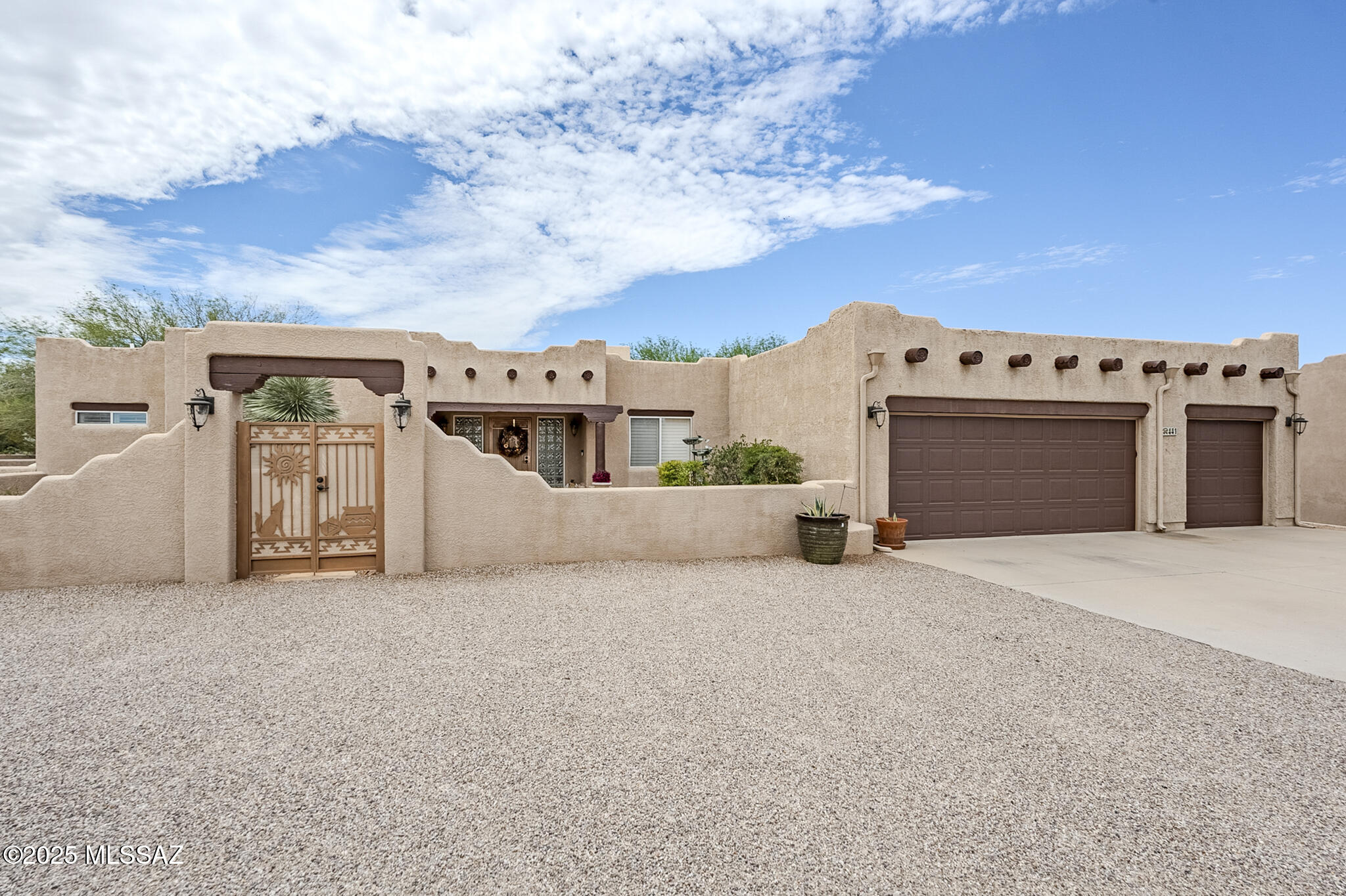 It would be challenging to find another house that tops the ''move in ready'' features of this home. You and your guests will enjoy the tranquil beauty of the backyard salt water pool, water fall and hot tub, gazebo, & mountain views. Start and end your days in the large primary suite overlooking the backyard. Relax in your own theater featuring luxury seating. Upgrades within the past 5 (approx.) yrs include all plank tile floors, Dolby sound system, updated kitchen, Culligan water softener, AC, 110 charger in house garage. The 40' motor home garage inc.: EV car charger (220) air compressor, car lift, 1/2 bath,  cooling, security system, sewer dump & insulation. Arizona Trail & other hiking trails are nearby. Two horses allowed, space for horse trail behind RV garage. Furn. avail SBOS