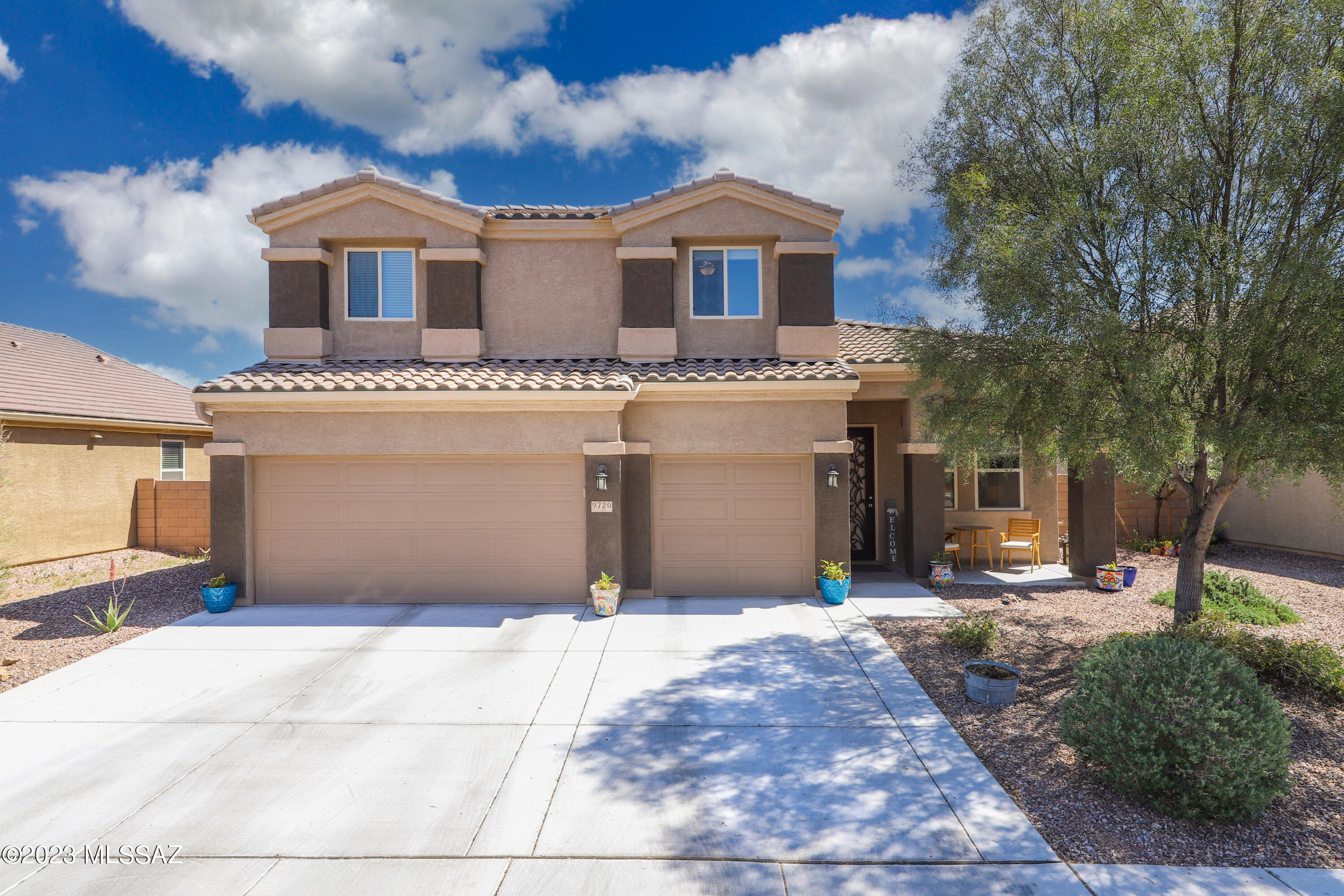 Welcome to your dream home! This stunning property boasts modern elegance in the Saguaro Bloom neighborhood. With 4 bedrooms, 3 full bathrooms and a spacious 3-car garage, this expansive home offers ample space for comfortable living. The open-concept floor plan is perfect for entertaining, featuring a chef's kitchen with granite countertops & a large island. The master suite is a true retreat, complete with a walk-in closet & ensuite bathroom. The remaining bedrooms (1 downstairs) are generously sized & provide plenty of room for family or guests. The backyard is an oasis, featuring a covered paver patio, artificial turf, fire pit, and gorgeous views with no behind neighbors, perfect for enjoying warm days or hosting gatherings. Don't miss this opportunity!