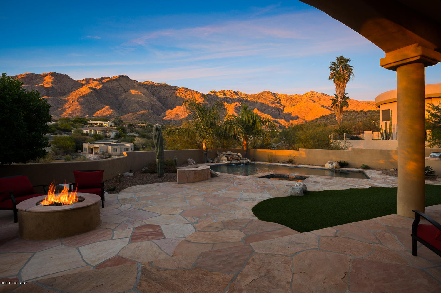 Spectacular Catalina Mountain Views from Inside & Out of this Private Alta Vista Home. Picture Windows Capture the Catalina Mountain Views. Chefs Kitchen w/ New Slab Granite Counters, Center Island, Stainless Appliances,5-Burner Gas Cooktop, Double Ovens & Walk-in Pantry. Family Room w/ Warm & Inviting FP.Living & Dining Room for Entertaining. Elegant Master Suite w/ Romantic FP & Double Walk-in Closets.  Master Bath w/ Jetted Spa Tub & Double Sink Vanity. Split Bedroom Floor Plan w/ generous sized rooms. Resort Quality Outdoor Living Space Featuring Pebbletec Pool, Spa & Waterfall.  Full Length Covered Porch, Extended Flagstone Patios, Fire Pit, BBQ Grill &  Stunning Catalina Mountain Views. Tumbled Brick Paver Driveway& Welcoming Courtyard.Energy Efficient Home with Owned Solar Array. 3-Car Garage w/ brand new epoxy floor and  Storage Room. Located in Catalina Foothills District #16 schools with Ventana Vista Elementary Spanish Immersion program, Esperero Canyon Middle School and Catalina Foothills High School. Convenient Foothills location minutes to Shopping, Restaurants, Hiking, Biking, World Class Golf Resorts and much more!