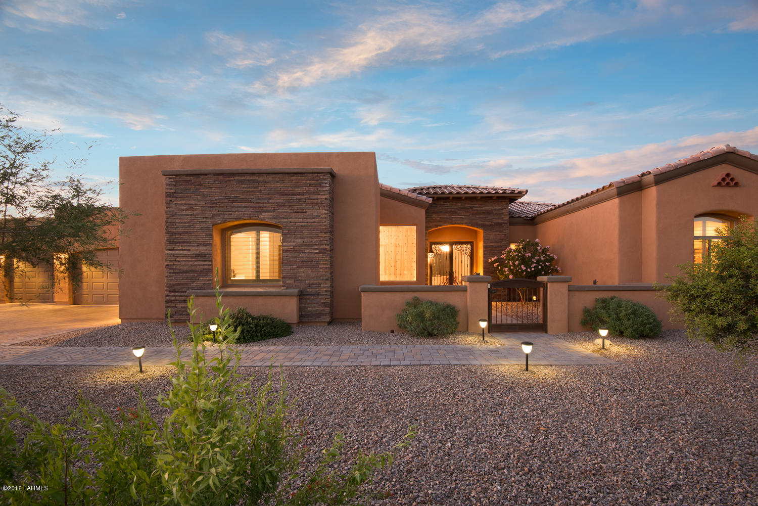 Built in 2013 Situated on Large Corner Lot Located at the base of the Catalina Mnts in Gated Ventana Reserve w/Up-Close MtnViews All Around.Enter Thru Charming Gated Courtyard.Grand Foyer w/Custom Metal & Glass Front Door.Bright & Open Floor Plan w/Huge Windows for Enjoying Mtn Views.Upgraded Gourmet Kitchen w/ SS  Sub-Zero Refrigerator& Appl's,Granite Counters&Island w/Sink& Breakfast Bar. Kitchen Opens to Great Room w/ FP &an Informal Dining Area. Large Formal Dining Area.Polished Marble Floors thruout-Upgraded Carpet in Bdrms.Split Bdrm Flrpln w/Guest Wing w/Extra Sitting Area,Sep. Den&2 En-Suite Bdrms.Deep Covered Patio- Enormous Bckyd w/Spool&Low-Care Landscape.Spacious 3-Car Garage District #16 Schools,