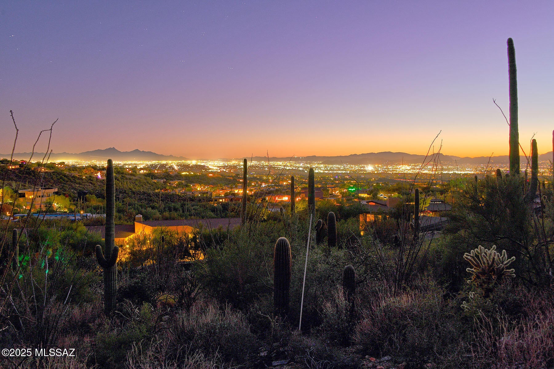 Outstanding 3.7-acre building lot in 24-hour guard -gated and prestigious Sin Vacas (formerly called Rancho Sin Vacas . . . ''Ranch without cows''), backing up to the Coronado National Forest, with city, mountain, desert, sunrise and sunset views.  Located at 2661 E. Calle Sin Ruido (''Street without noise''), it is aptly named, far above the daily hubbub of city life, traffic noise, and the perfect spot for your luxury dream home!  Surrounded by a saguaro cacti forest and lush desert vegetation, it is the perfect site for north/south orientation, with sweeping, unobstructed city views to the south and unobstructed Catalina Mountain views to the north . . . a tranquil setting for a gorgeous homesite on top of the Catalina Foothills.  See to appreciate!