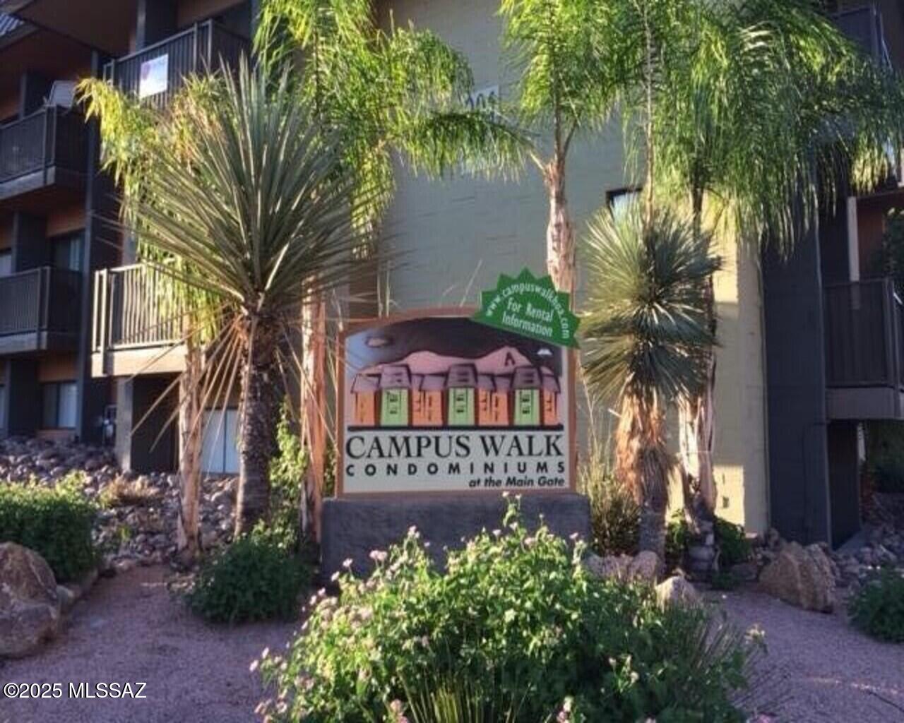 Steps away to classes! Needs up dating. No Wildcat package.  We're headed towards the next prime selling season of these condos. Last year, prices increased by over thirty thousand dollars from the previous selling season. This desirable condo boasts two master suites. Each bedroom has a private bathroom (only 16 in the complex). Ceramic tile flooring in living area & carpeting in bedrooms. Fully furnished and move-in ready. You'll enjoy the balcony overlooking the pool. Spacious 10'x15.3' bedrooms. Kitchen comes equipped with all the major appliances and ceramic tile flooring. Steps to study lounge, laundry facilities, parking space and swimming pool. Campus Walk is around the corner to the main gate of the UA and Main Gate Square featuring numerous restaurants, shops and the trolley to 4th Avenue and downtown.