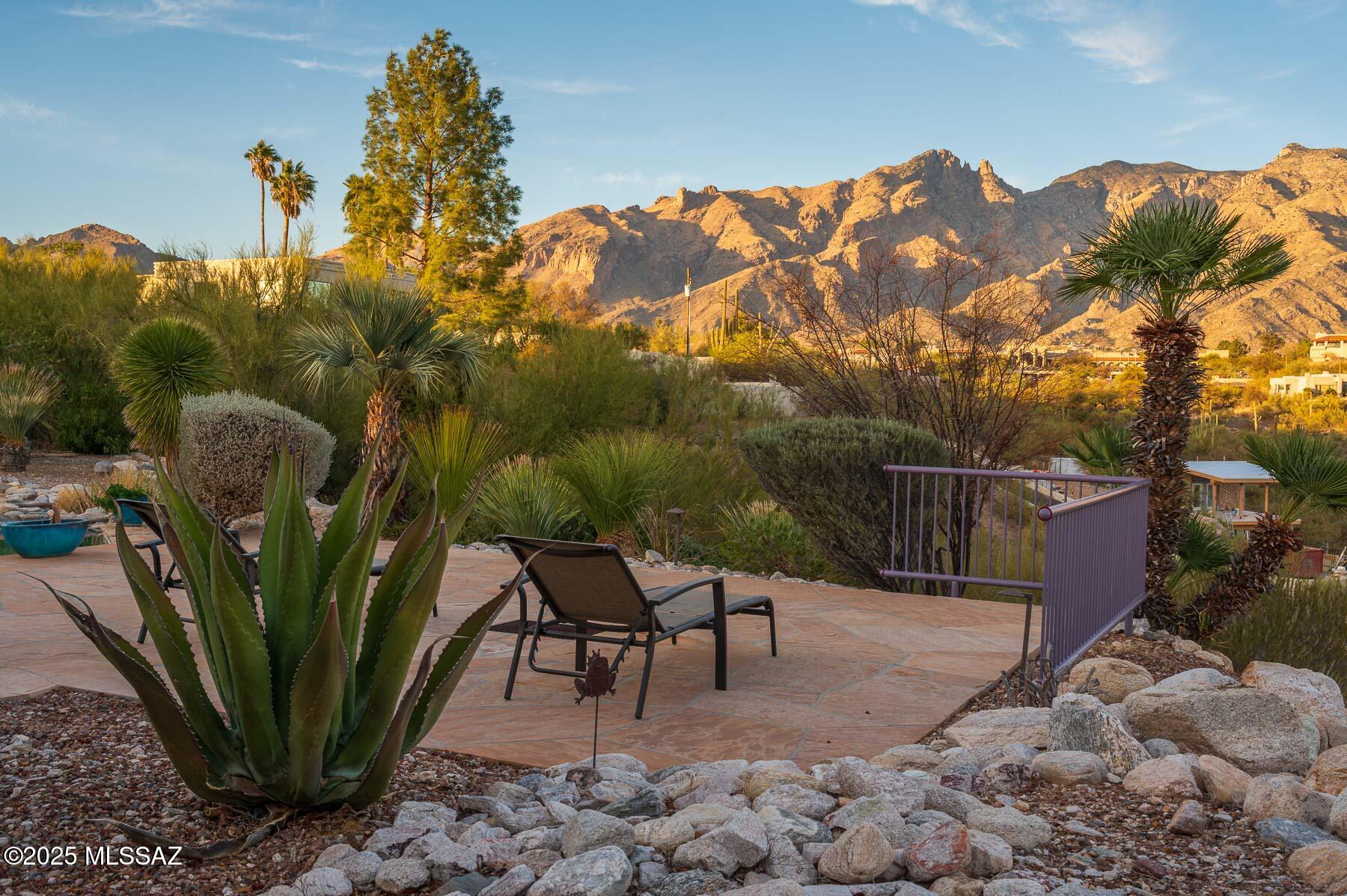 Architectural Masterpiece w/ Breathtaking Catalina Mountain Views! Designed by renowned architect Tyson Murphy, this modern home impresses w/ unique high ceilings, intriguing spaces & gourmet kitchen perfect for entertaining. Tall windows frame unobstructed mountain vistas like an artistic masterpiece.  Set on a exclusive ridge-side lot, the expansive backyard offers privacy & unobstructed panoramic views. The main home features 3 bedrooms, an office, 4 baths, a butler's pantry & a 3-car garage. A separate guest house provides 1 bedroom, 1 bath, kitchen & living space. Experience luxury, style & some of the finest views in Tucson!  Premium location too, next to so many popular amenities.  Schedule your private tour today!