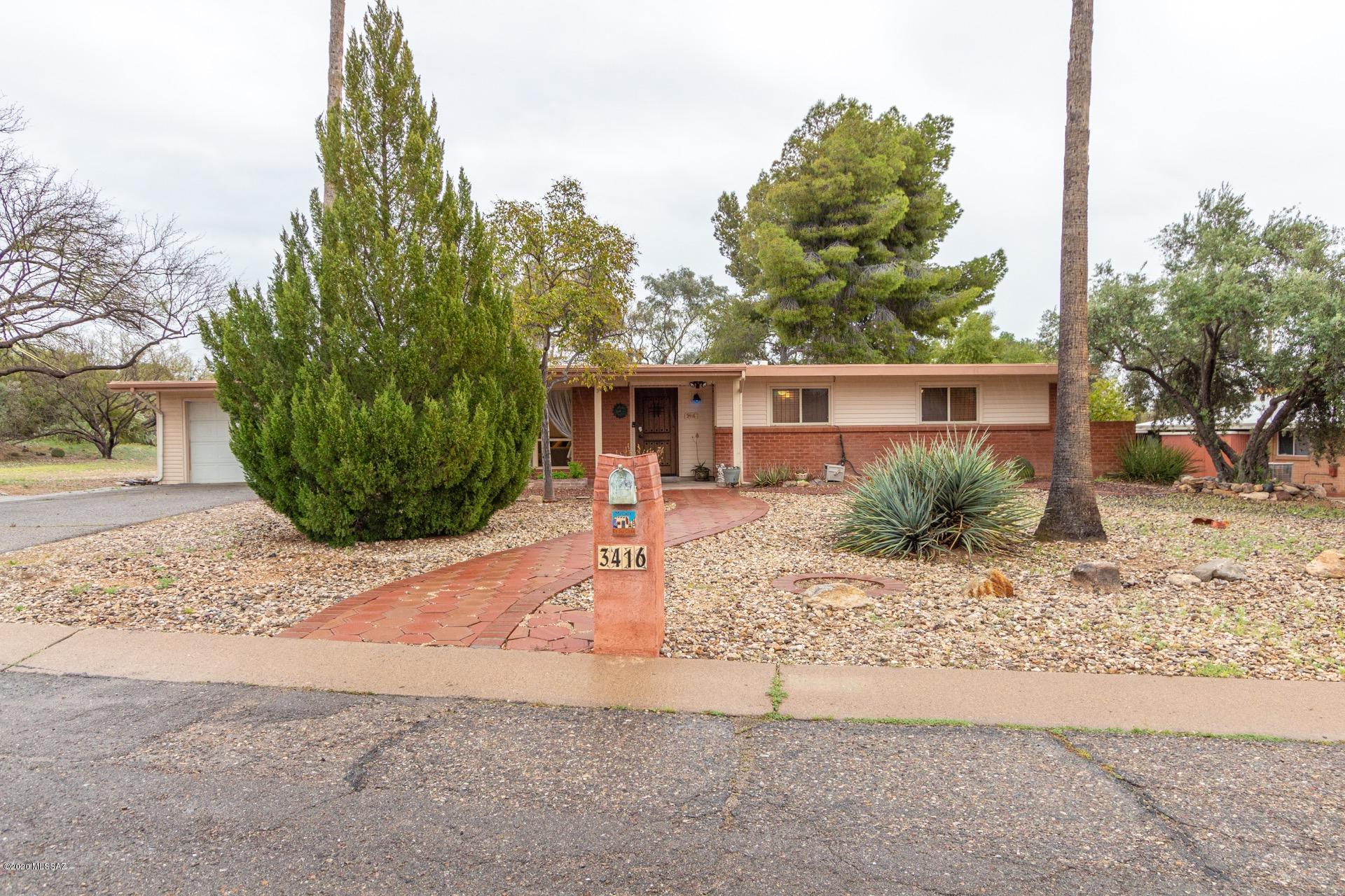 Gorgeous 3 bed, 2 bath ranch style home on a huge cul-de-sac lot in highly sought after Sabino Vista. Excellent north Tucson location near schools and parks and within easy reach of downtown. Spacious and inviting living and dinning areas. Large windows and skylight contribute to ample natural lighting. Low maintenance tile flooring flows throughout the entire home. Beautiful kitchen is complete with granite counter-tops, SS appliances, custom cabinetry, a built in desk and a breakfast bar. Master retreat includes a lovely 3/4 en-suite. Through elegant french doors you will find the huge, secluded backyard offering a gorgeous partially covered patio, mature landscaping, and lots of room fro pets, play, entertaining and more. Fresh new paint inside, new HAVC unit. This gem has it all.