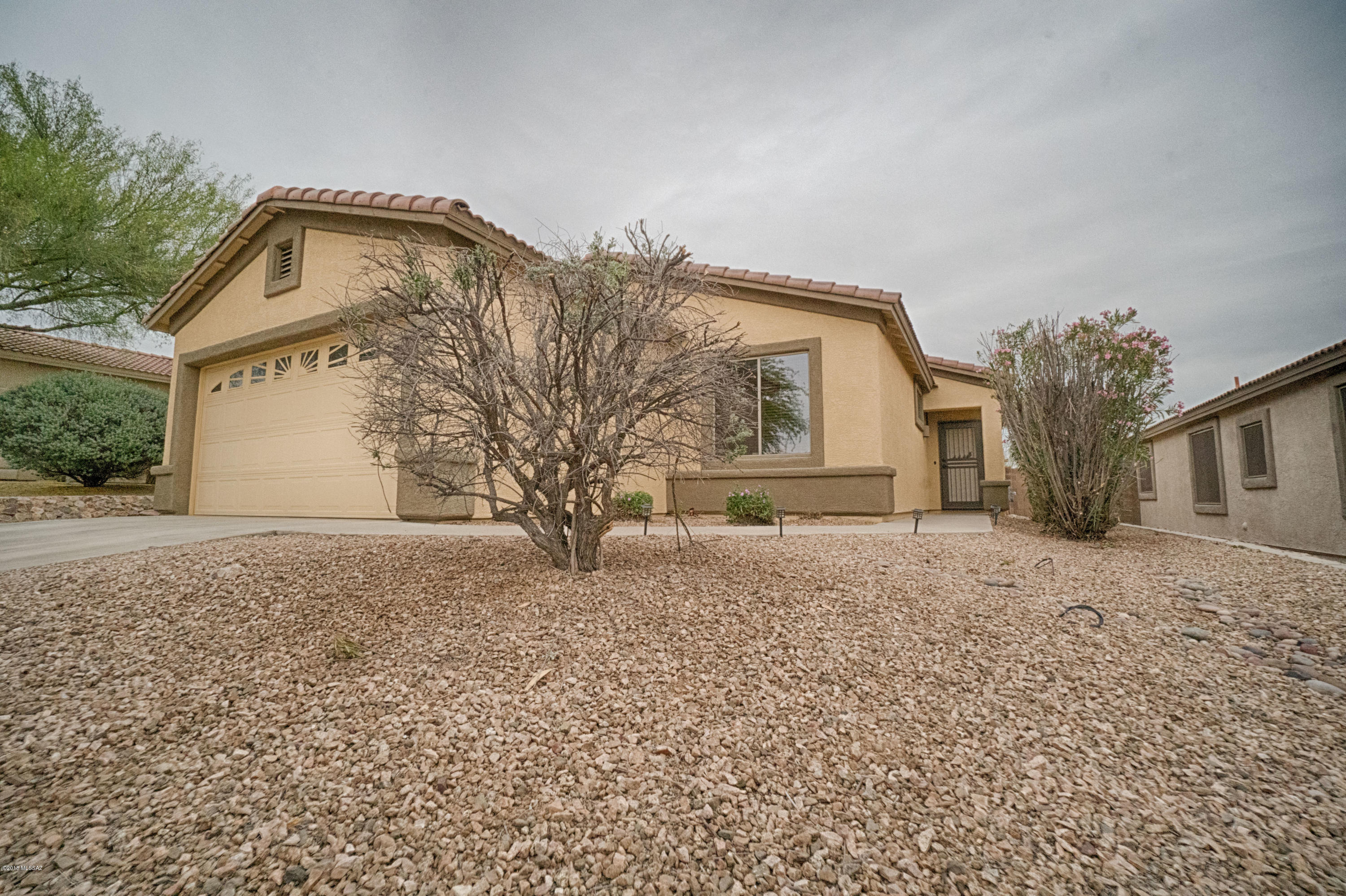 Move-in ready home in the Villages at Dove Mountain. Open floor concept with split bedroom plan.  Great room with fan and fireplace. Generous size eat-in kitchen with lots of cabinets and pantry. Slider off of kitchen to covered patio and large backyard. You will love the size of the laundry room and the extended garage.  The home has recently been painted outside as well as several interior rooms.  All the Dove mountain amenities including parks, walking paths, tennis and volley ball courts are nearby.
