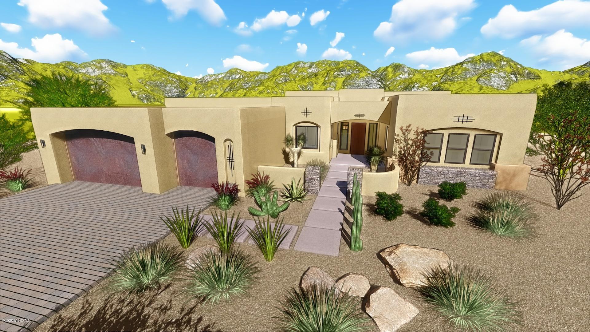 Insight Homes La Canada Ridge Mesa floor plan is a high quality, customizable home with luxurious features and finishes.  Sitting on over 2/3 acre with plenty of privacy and stunning views of the Catalina Mtns from the back yard. This extended four car garage is enviable!  Two covered patios, courtyard arched entry, beautiful entry door, upgraded appliances, custom walk-in showers and a huge master closet.