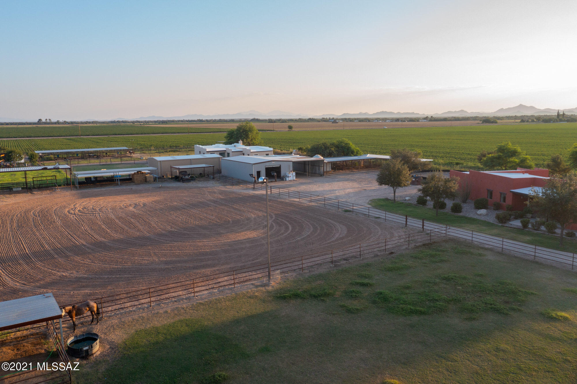 This is an amazing horse property!
Built in 2007, block house
Metal roof
2 new AC units
Keypad gated entry
Granite counters, Hickory cabinets
Complete backyard with custom cabana, marble countertops, fridge and sink. 
New turf, shade over courtyard area, sidewalks, firepit, red rock with vegetation
Custom (150x230) pipe Roping arena with shaded roping boxes, premium sand, arena lights, attached stalls and hay storage.
(30x50)metal workshop with shelving
(40x50) RV/horse trailer parking and 30amp plug in
Custom 8 stall lighted horse barn with attached (20x20) tack room
60 foot lighted round pin
Irrigated pasture and front yard