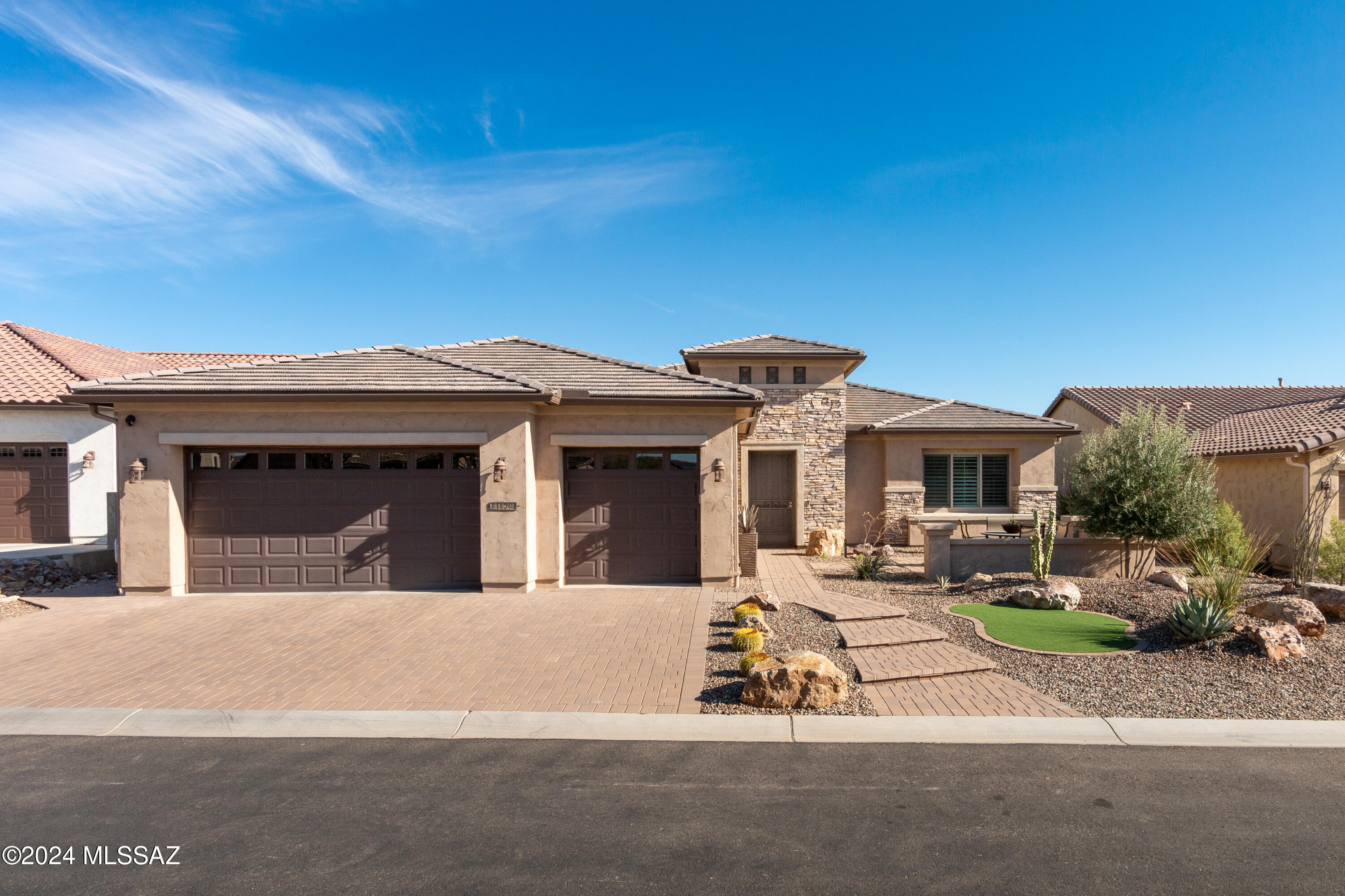 Highly upgraded Bacarra model is available for those who want to be among the best in the Ranch! One of the largest floor plans available on one of the best view lots in the community. Walk in the front door and just take a look at the panoramic view thru the patio windows of the desert and mountains. Entertain to the max with your gourmet kitchen that has stainless steel GE Monogram appliances. Microwave doubles as a convection oven along with a full size convection oven for those upcoming holiday dinners.  Quartz counters and colorful backsplash offers an extra touch of elegance. Full size butler's pantry allows the extra counter and cabinet space for large get togethers. Expansive storage pantry walk in closet holds everything you can imagine and more. Upgraded LED lighting throughout.
