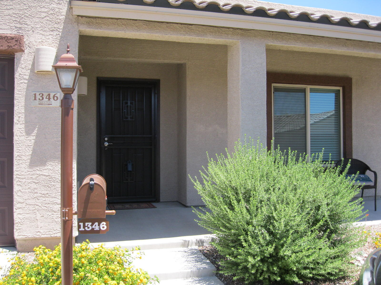 Enjoy the active, adult community of Rancho Resort with lots of amenities. Open floorplan, granite counters and stainless appliances in the kitchen.  Beautiful built-in desk area in the spacious master bedroom.  Tankless hot water tank and water softener.  Furnishings available by separate bill of sale with very few exceptions.  Enjoy the Visual Tour.