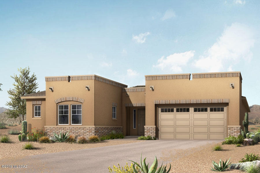 Move-in Ready by May!! Patina plan featuring Sonoran style elevation has split-bedroom plan. Large welcoming great room joins covered patio with 12' centered sliding glass door. Upgraded gourmet kitchen w dining area offers granite counters, staggered cabinets w LED underlites, recycle center, 5-burner gas cooktop, separate microwave/oven combo & walk-in pantry. Additional options include: , laundry cabinet & sink, gas BBQ stub-out, master picture window and more!