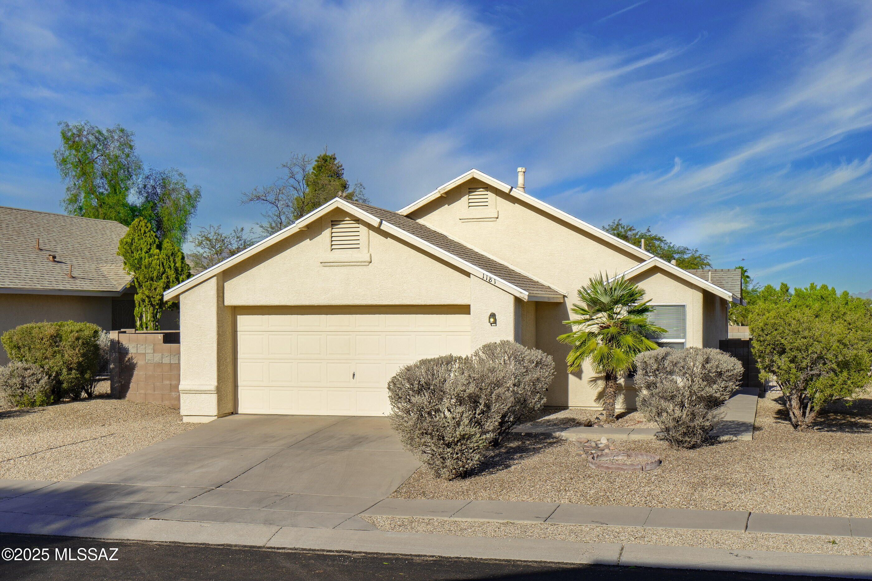 NEW PRICE ! Nestled in a peaceful cul-de-sac, this beautifully updated 3-bedroom, 2-bathroom home has no homes behind. You'll enjoy unobstructed views of the majestic mountains in two directions, with serene vistas and glorious sunsets every evening. Key features include: Newer Roof (2023) & Newer HVAC (2023), Newer Water Heater (2022) & NEW PLUMBING PEX PIPES (2024) w/20 year warranty.  NEW INTERIOR NEUTRAL PAINT (2024).  Spacious Owner's Suite with a large walk-in closet, dual sinks, and a relaxing tub/shower combo. Updated Kitchen w/ newer (2023) appliances, including a refrigerator. Washer & Dryer convey with the home. Located close to Pima West, Downtown, shopping, & Downtown with easy access to I-10.  Move in Ready! A real GEM & bargain at this price w/so much NEW  !!!