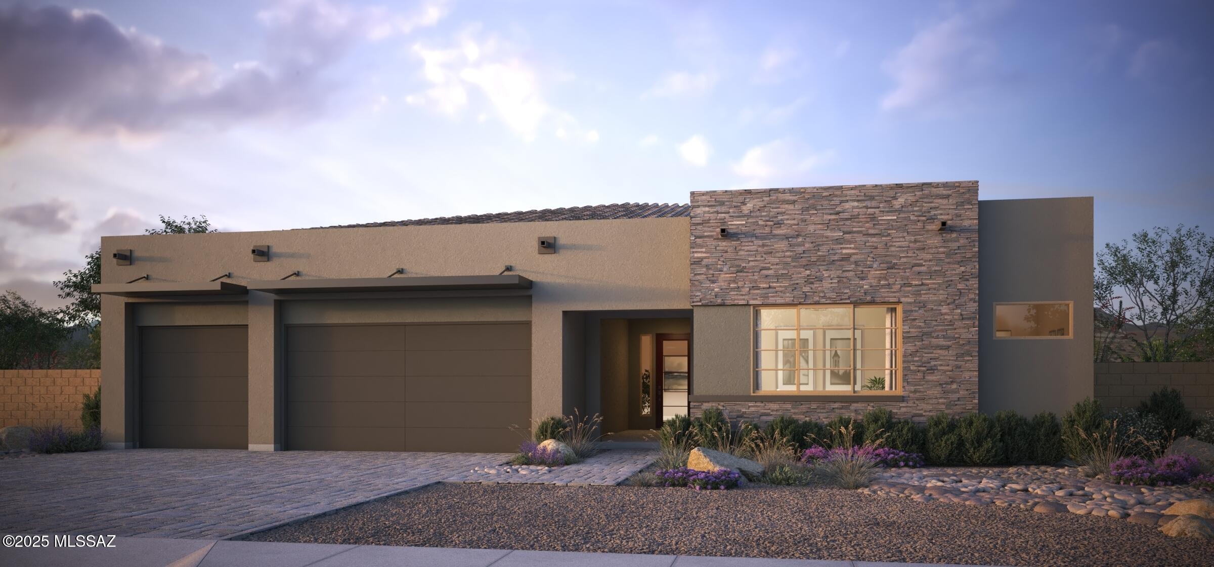 Introducing the Vale floorplan with Desert Contemporary elevation. This gorgeous home is a testament to luxury & modern living featuring 4 bedrooms, Flex room and Retreat room to accommodate your lifestyle. Bedrooms 2 & 3 share Jack-n-Jill bathroom. Bedroom 4 has a private bath. Gourmet kitchen is equipped with top-of-the-line Jenn-Air appliances, center island, walk-in pantry, granite counters & tile backsplash. Owner's Suite features tiled walk-in shower with spa niche, dual vanities & oversized walk-in closet with access to laundry. Additional features include;  2-tone paint, LED disk lights, window blinds, Washer/Dryer, 
tankless water heater, garage epoxy floor coating, LED under cabinet lighting and more. Home under construction - estimated completion April '25.