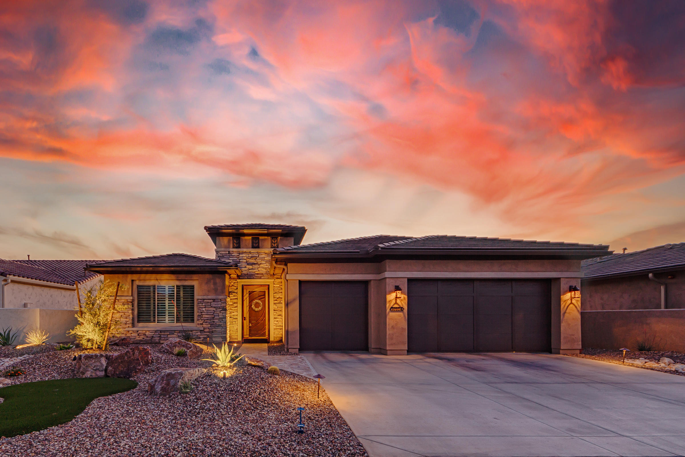 Almost near new home (built in 2020) SaddleBrooke Ranch Vienta model home ideally is located on the 7th Fairway with spectacular views of the golf course and surrounding desert and mountains.  This home has 2-Bedrom Suites, 2-Baths; Powder Room; Great Room; Dining Area; Entertainer's Kitchen Island; Walk-In Pantry;  Media Alcove in Great Room;  Spacious Den (that could be converted into a 3rd bedroom); Walk-In Closet in Master w/Custom Built Cabinets;  Master Bath 42'' X 60'' Shower w/Built-In Seat;  Walk-In Closet in 2nd Bedroom;  Owner's Entry Valet with Cabinets;  Walk-Up Bar w/Sink;  Large Laundry Room;  Deep 3-Car Garage w/Extra Storage Area;  378 sq. ft. Covered Outdoor Living Space;  9', 10' and 11' Foot Ceilings + many upgraded amenities throughout the home. Both front and back yards are meticulously landscaped.  The morning views off the back yard, whether watching the golfers go by in the morning, or the incredible sunsets you will be able to enjoy with your new made friends and a glass of wine - make this a home to seriously consider if you are considering making this new part in your life here at the Ranch!  Custom made Tucson Rolling Shades on the patio and a new above ground spa are included in the sale.