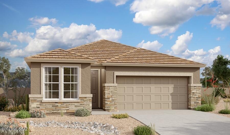 The Emerald floor plan shines as brightly as its namesake. A covered entry greets guests and leads past a bedroom, a full bath and a study. Across the foyer, you'll find two additional bedrooms with an adjacent full bath. An airy, open layout showcases the kitchen, the dining room and the great room, which has access to the covered patio via the center-meet door. The impressive owner's suite is adjacent, and includes a walk-in closet and an attached bath. Home scheduled for completion February 2024.
