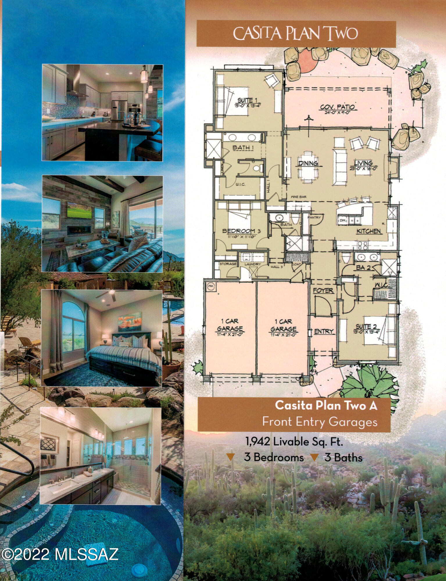 Stone Canyon luxury golf retreat! Enjoy AZ laid-back lifestyle: 1,942 SF great room style 3BR/3BA golf casita on private one-owner deep paver driveway. Rear patio offers privacy, serene views, room for firepit, BBQ &/or spa on deep private lot w/natural rock outcroppings. Extensively upgraded; gray/cream color palette creates sense of luxury, relaxation & well-being! Wood-look tile floors, beamed ceiling, wall of sliding glass, custom lighting & entry door, gas fpl, prof chef's kitchen (SS appls, Wolfe gas cooktop & hood, Sub-Zero ref & full height wine ref/bar, soft-closing cabs w/lots of drawers, SS farm sink, slab quartz & granite w/backsplash, soft water system). Great location btw Clubhouse & Fitness Center. Enjoy Stone Canyon Club amenities & championship golf - Golf Membership Req'd