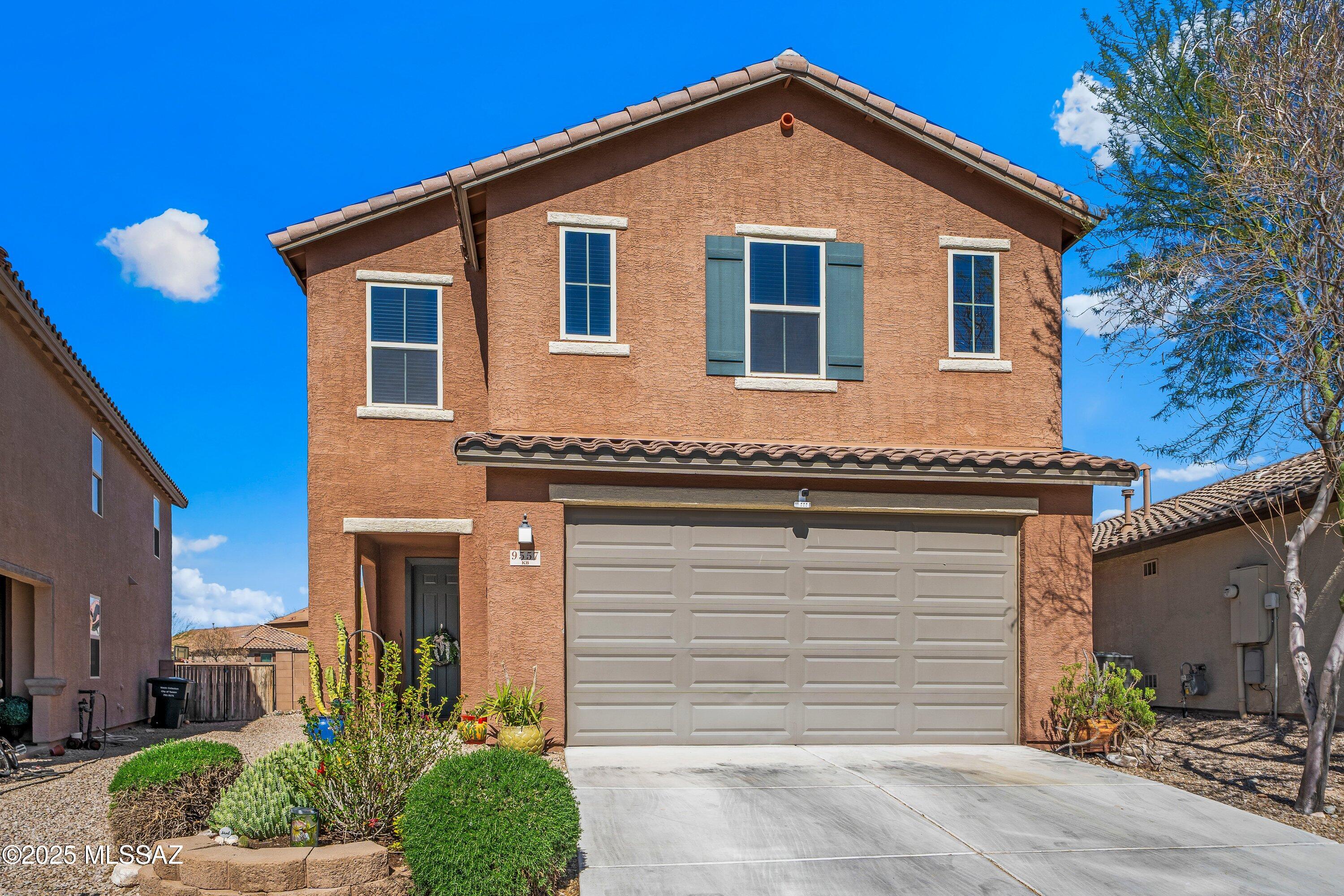 This beautiful 5 bedroom, 3 bathroom home offers a serene mountain view & ultimate privacy with no direct rear neighbors. Enjoy spacious open floor plan with 9ft ceilings & wood like tile flooring throughout. A convenient bedroom & full bath are located downstairs. The kitchen features Silestone countertops, oversized island and stainless steel appliances. Step outside to a private backyard with a extended patio, sparkling pool with water feature. The energy efficient design includes water saving features. Located near parks, schools, shopping, dining and easy access to the freeway.