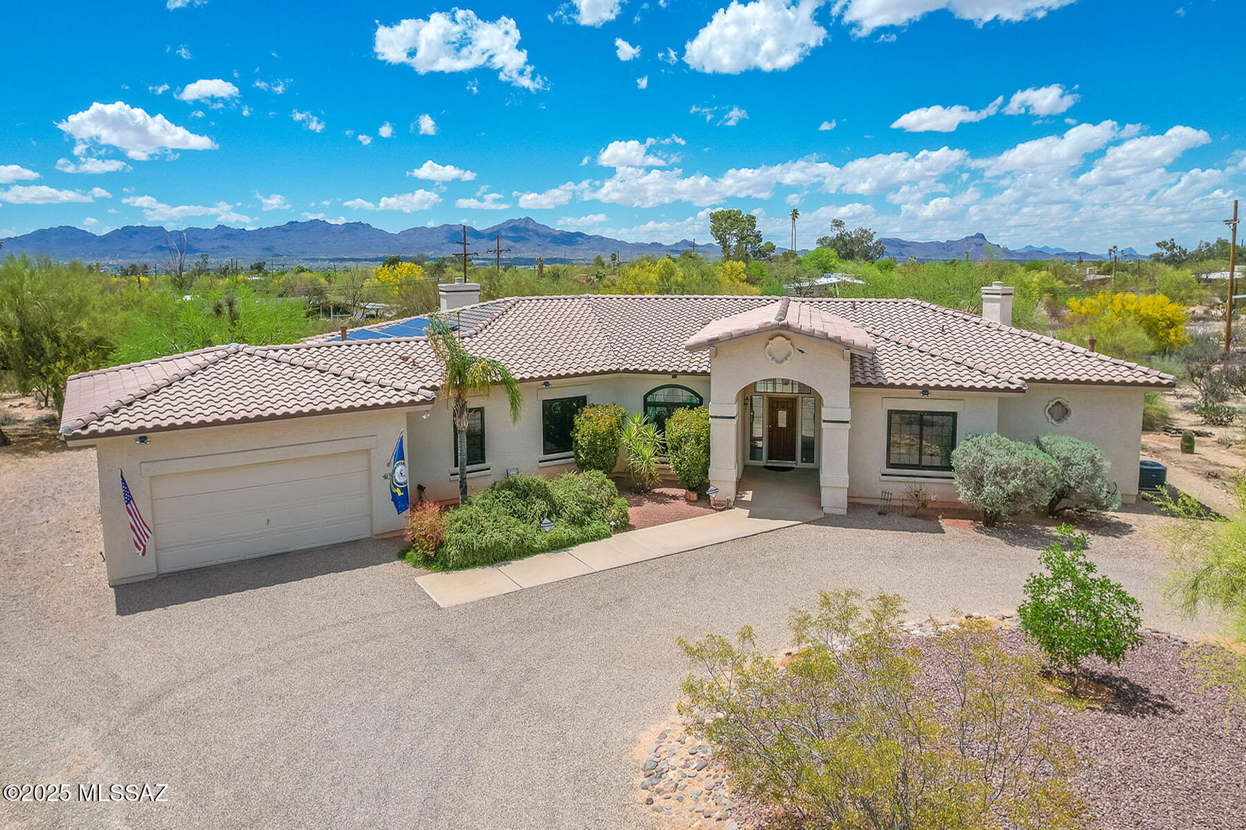 Mtn views, cul-de-sac location & no HOA restrictions make this the perfect home for R.V. enthusiasts, hobbyists & large scale living & entertaining.  The extra long circular drive offers plenty of guest parking + the added benefit of separation from the street & neighbors.  Higher ceilings, an abundance of windows & french doors and split bedroom plan are on everyone's wish list.  The ctr island kitchen features gas cooking & a walk in pantry.  There are 2 fireplace's, 1 in family room and a double sided fireplace in the master suite/bathroom.  A resort style back yard.  The resort-style back yard features multiple covered verandas, pebble tec pool & elevated spa w/cascading waterfall, no care turf, low care citrus & vegetation and incredible Mtn views.  Tons of storage & very private.