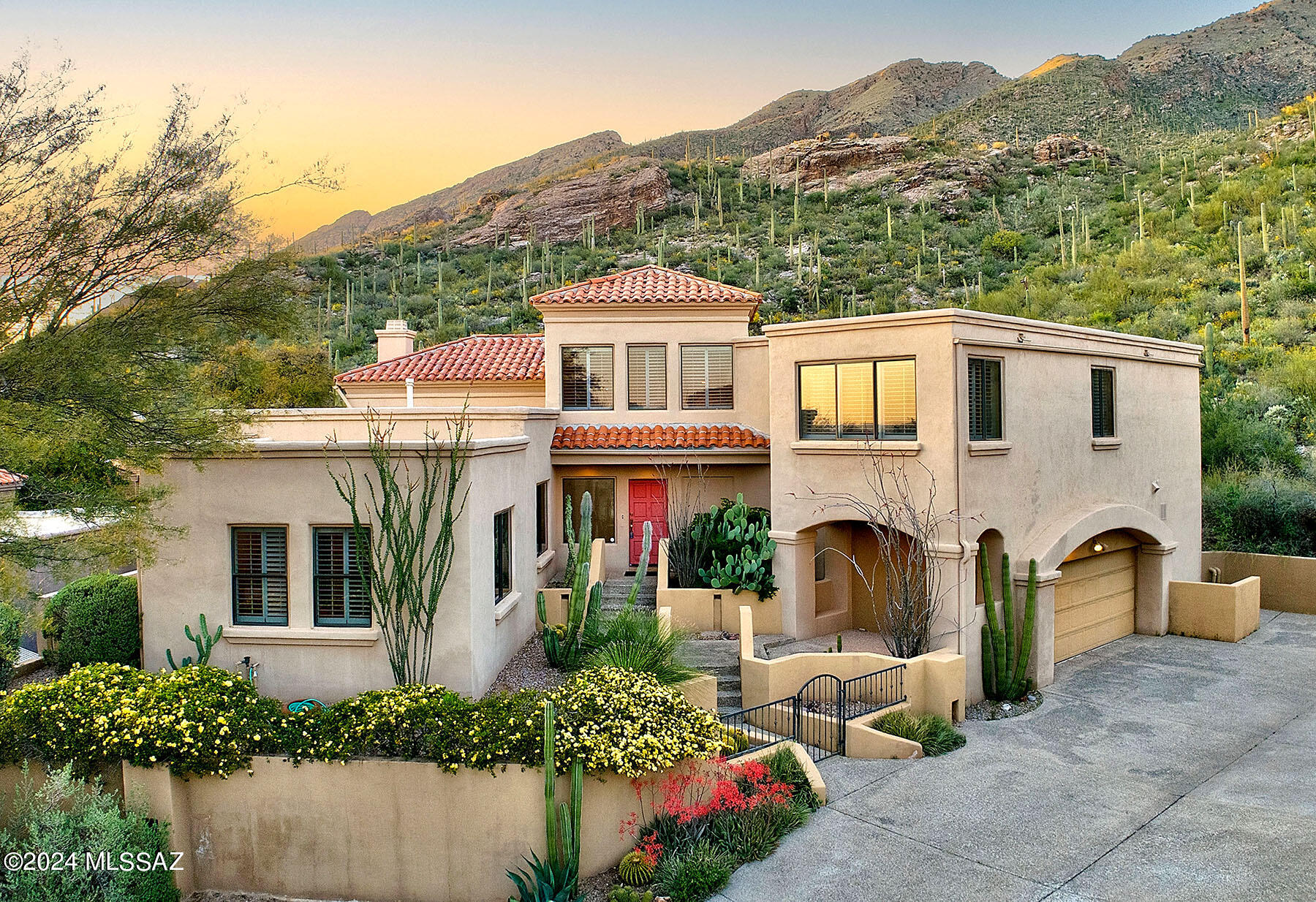 Discover the Pinnacle of Catalina Foothills lifestyle! Nestled within the prestigious guard-gated Finisterre community, this exceptional 3-bedroom, 2.5-bathroom residence sprawls over .43 acres, offering Gorgeous views of the Catalina mountains.  Enjoy, expansive living areas, soaring ceilings, and the National Forest as your backyard, this home provides the canvas for your dream living space. Take advantage of easy access to hiking trails, top-notch shopping, and fine dining. Indulge in the array of amenities including a heated community pool/jacuzzi, tennis courts, pickleball, and clubhouse.  Priced to sell, act swiftly to secure your slice of Catalina Foothills Paradise. Call to schedule your private viewing today!