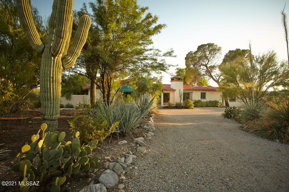 Classic Old Foothills Joesler - Spanish Colonial Revival built in1941 as the original Murphey spec for the new Catalina Foothills Estates development. House sits on 2 acres in the heart of the Campbell corridor. Loaded with authentic warmth & history; beamed ceilings, carved wood doors, concrete floors and tile details throughout. Brand New Mission tile roof and  upgraded windows meet historic standards. Updated island kitchen with gas appliances and custom eucalyptus wood cabinets. Stunning mountain views from every North facing window. Delightful backyard features mature desert plantings, great pool and fire pit. Nice brick paved driveway. House set way back  from street with engineered berm maintaining privacy & quiet. Original Joesler plans included! See ''documents'' tab for floorplan