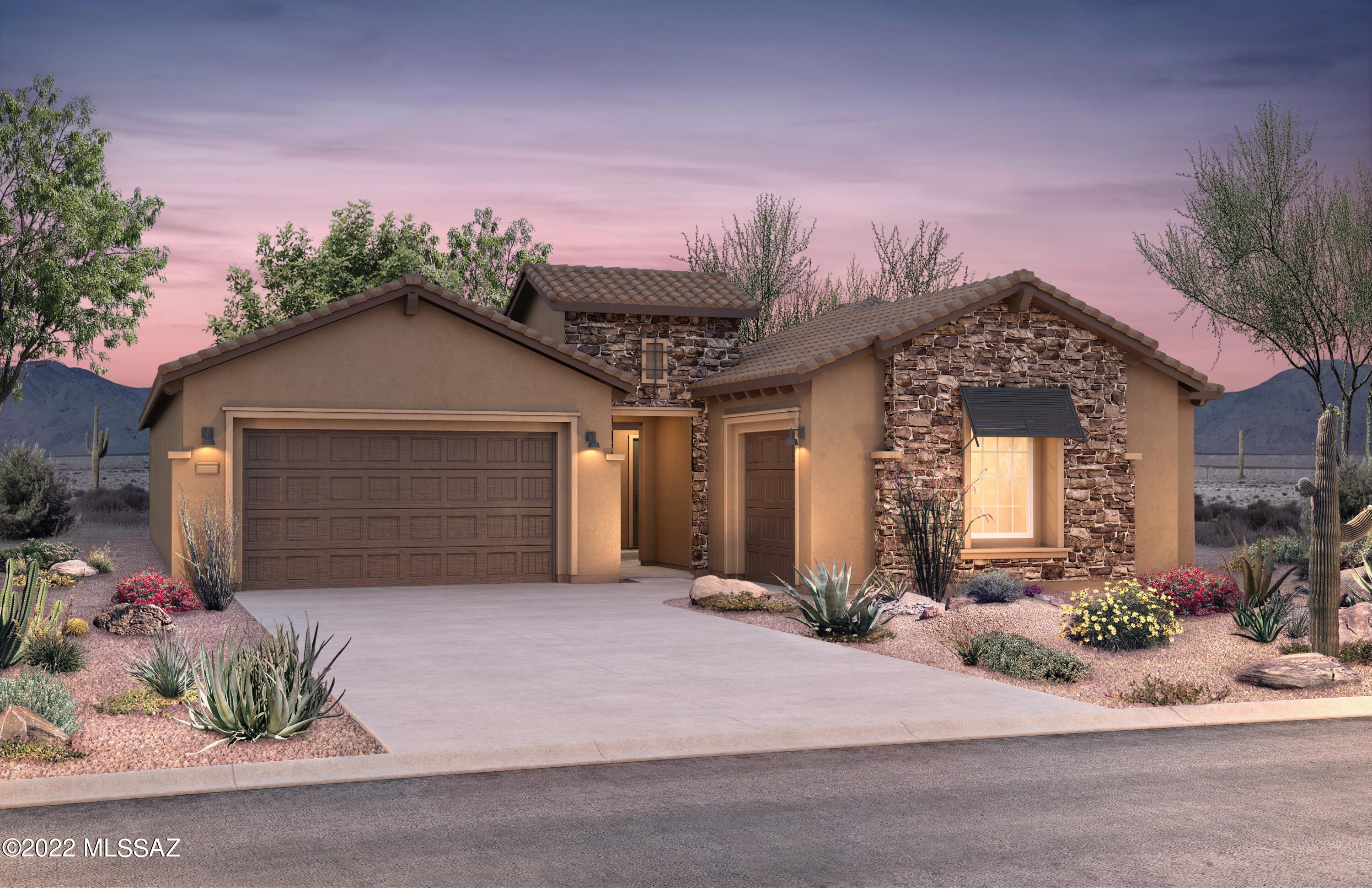 This beautiful Patagonia home design with a landscaped front yard and a back yard facing open space features an a low threshold glass walk-in shower in the owner's suite, 8' doors, floating bathroom vanity, full overlay cabinets with hardware and mult-panel sling glass door.  Other features include a chef kitchen layout, upgraded granite kitchen counter tops and upgraded flooring throughout the home.  This is a must-see as the home rests at the higher point of the community in a cul-de-sac.