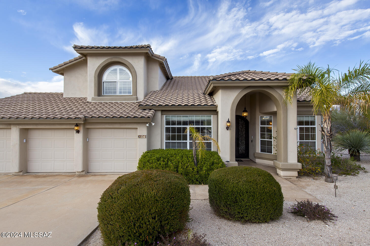 Over $300,000 in Upgrades, see MLS docs. Elegant home In secure, gated, AZ Estates community. Situated on elevated 1.06-acre lot, home offers stunning mtn views, beautiful real hardwood floors, vaulted ceilings & split floor plan.  Recently renovated chef's kitchen has 48'' gas range, dual convection ovens, custom range hood, quartz countertops, built-in fridge, & convenient pullouts.

Resort like backyard perfect for entertaining w/upper & lower terraces, pool, extended patio, gas fireplace, BBQ area,& custom stone pillars. Home is equipped w/40 owned solar panels, significantly reducing the electric bill. Primary bdrm & office are downstairs, while upstairs features 3 bdrms, a junior suite, & a loft. Home includes 3-car garage, new water heater & HVAC system installed 2023.