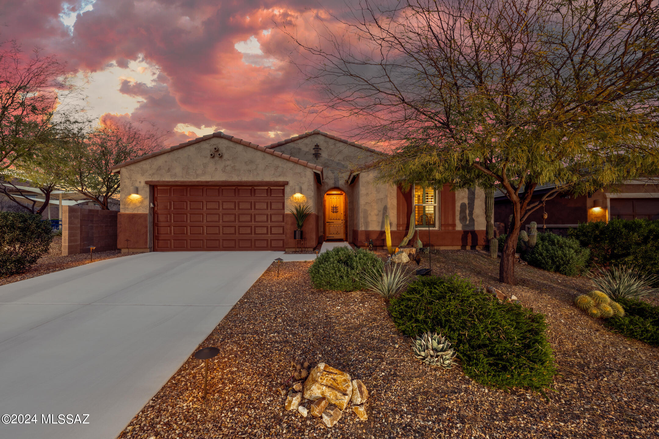 Welcome to a stunning 4-bedroom, 3-bathroom home that boasts a well-designed split floorplan, offering both privacy and functionality for the discerning homeowner.

As you step through the front door, you are greeted by an inviting living space, adorned with tasteful finishes. The kitchen features custom cabinets, stainless steel appliances, and a generously sized island - an ideal space for culinary enthusiasts and entertainment alike.

The primary bedroom is a true retreat, with an en-suite bathroom that includes dual sinks and dual walk-in closets, providing ample storage and a touch of luxury. Three additional bedrooms ensure comfort for family or guests, and the three-car tandem garage provides convenience and practicality. Step outside to enjoy mountain views and discover a salt-water pool and spa inviting you to relax and unwind. The extended patio is perfect for outdoor dining and entertaining, offering a seamless transition from indoor to outdoor living.

Located in a gated community, this property provides a luxurious and comfortable living space. where elegance meets functionality in the enchanting desert landscape. Your next chapter starts here!