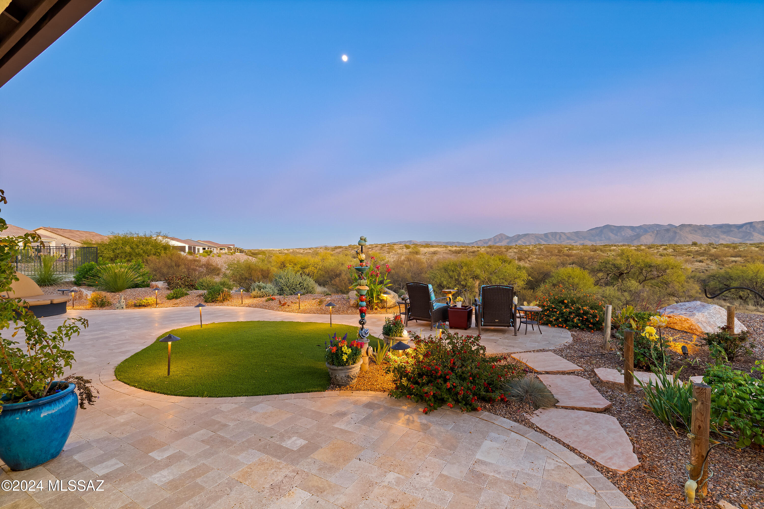 VIEWS VIEWS VIEWS!!! Discover the elegance of an architectural masterpiece nestled in prestigious SaddleBrooke Ranch. This exceptional estate combines sophisticated design with breathtaking views of the entire Santa Catalina Mountain range and Mt. Lemmon. As you enter past the charming Casita and welcoming Courtyard, you'll feel the uniqueness of this exceptional residence. This incredible home features a large breakfast nook, a separate dining room (currently used as a ceramics studio), a spacious Den, and a Casita with a full bath. There is also an additional outdoor room with a roller shade for added comfort and privacy. The chefs' kitchen features Granite Countertops, Knotty Alder Cabinets, Stainless Steel double ovens, separate microwave, five burner gas cook top and refrigerator. Adjacent to the kitchen is a cozy Morning Room to one side, and a Great Room with Gas Fireplace to the other side. A powder bath is conveniently located nearby. The Primary bedroom shares the unobstructed mountain views, and the guest suite has its own full bath. The 3-car garage with epoxy floors can house your cars, golf carts, and all your other toys. Walk out to your incredible back patio with Roller Shades and take in the spectacular views and relax in comfort and privacy. This is a rare opportunity to own a home with everything.