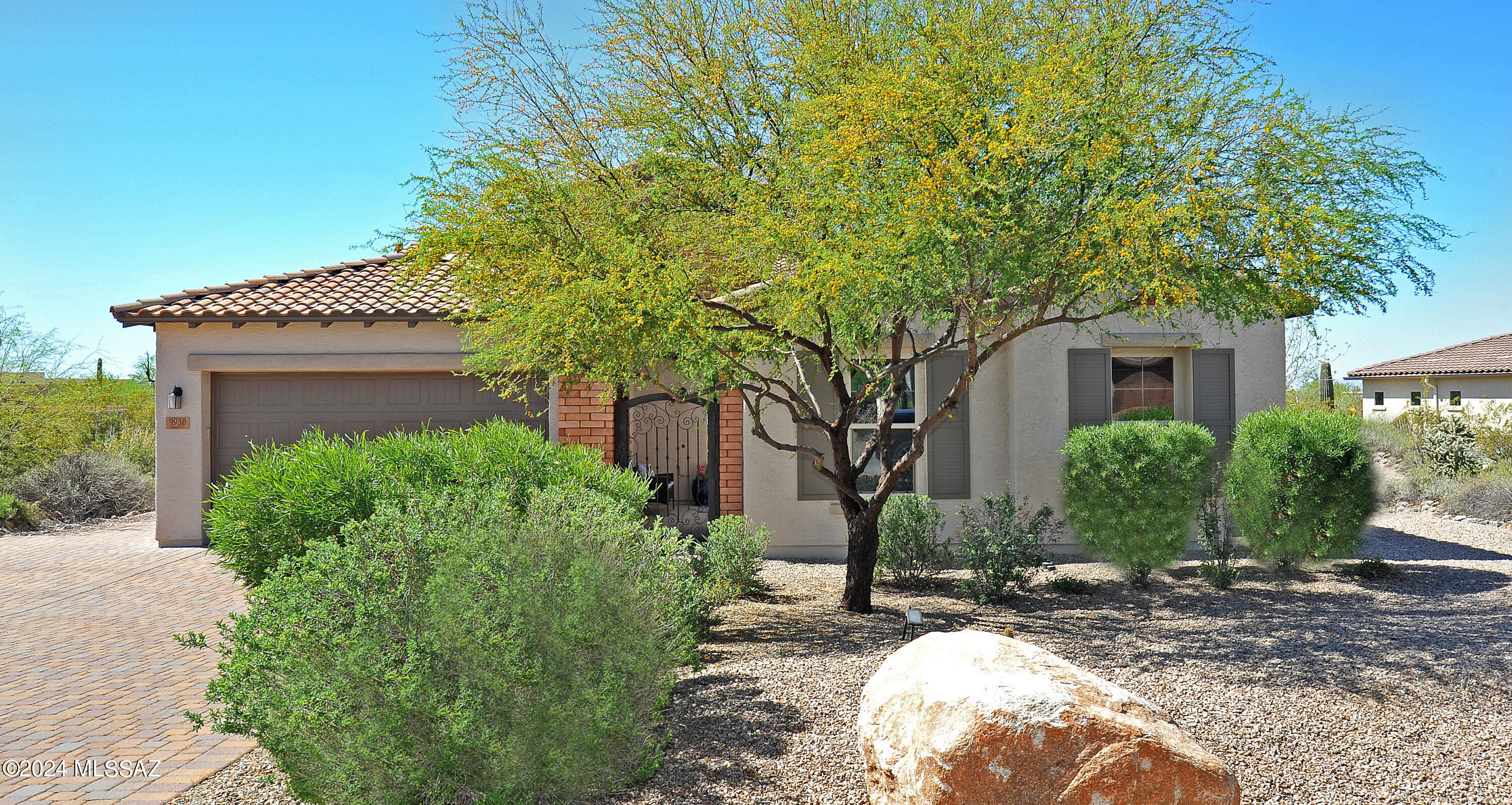 Gorgeous! Like new Maracay built home in 2017. Spacious, 2625 Sq. Ft. 4 BR, open concept with living, dining and gourmet kitchen. 10 ft. ceilings, double sliders out of the  kitchen and family area to a covered patio with beautiful pool, gazebo and nearly an acre of open space behind. No one can build. Rincon views to the East, Madera Canyon views to the South and Catalina views to the North. The proximity to the mountains is awe inspiring. Sunsets and sunrises for all of your days. Inside plantation shutters w/ 42 inch cabinets GE Monogram appliances in SS plus wood grained ceramic tile floors, carpeted BRs. A huge pantry, double oven, 1 convection. Samsung fridge. Hall bath has tub/shower. Primary has large walk in shower, separate vanity areas, enormous walk in closet. SELLER OWNED SOLAR. 
Features and Upgrades

Upgraded Wood Plank Tile Flooring and Carpet in Bedrooms
Whole House Fan
Smart Panel
10' Ceilings
Large Bedrooms
Energy Efficient Dual Pane Windows and Sliding Glass Doors 
12' Sliding Glass door in Livingroom
Fire Sprinkler System Throughout with Local alarm
Energy Star Rated Zoned Heating and Cooling 
Window Coverings - Wood Like Shutter and Blinds
Ceilings Fans and Central Vacuum
Technology:  Cable TV, High Speed Internet, Smart Thermostat
Exterior
1 Acre Lot
Cul-De-Sac
Pebble Tec Like finish Pool with In-Floor Cleaning System, Heat Pump added 2023
3-Car Fully Insulated Garage with shelving and new springs
Solar - Full House
Paver, Driveway and Walkways
Paver Patio with Gazebo
Beautiful views of the Catalina and Rincon Mountains
Upgraded Ceramic Exterior Paint, 2022 
Kitchen/Great Room
Energy Star Appliances (Refrigerator, Dishwasher, Double Ovens w/ a convention oven , Microwave)
Energy Star Appliances (Refrigerator, Dishwasher, Double Electric Ovens w/ a convection oven, Microwave) 
Gas 5-burner Cooktop
Walk-in Pantry
Granite Countertops
Additional Cabinetry Added 
Eat-In Nook
10' Island with seating for 5 or 6
