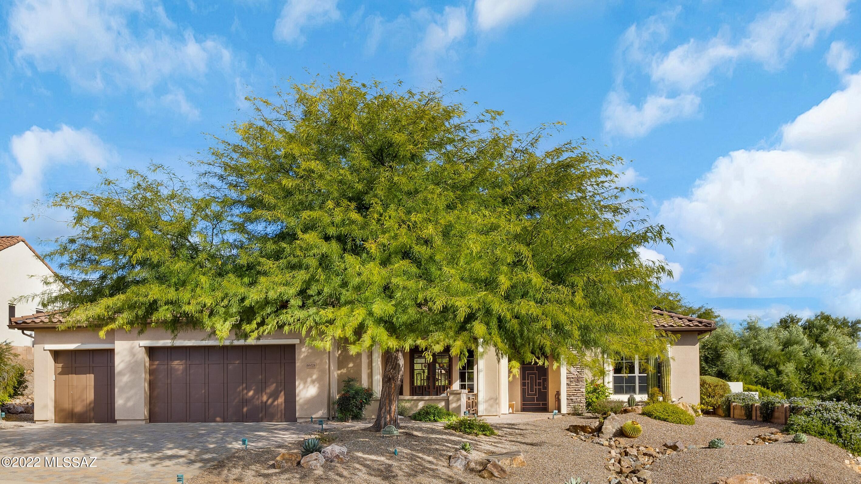 2006 Upgraded Sabino with Owned Solar & Gorgeous Views in the Preserve! This 2 Bedroom + Den / 2.5 Bathroom / 2,599 SF / Extended 3 Car Garage home is the dream house you have been waiting for! Freshly painted exterior 12/22. Ceramic Tile floors thru home. Great Room has wall of windows & stacked stone entertainment wall with Gas Fireplace. Kitchen has Stainless Steel Appliances, Quartz Countertops, Gas Cooktop, Walk-in Pantry, & Dining Area. Owner's Suite has patio door. Owner's Bathroom with Walk-in Shower, tub & walk-in closet. Den & Powder Room. Guest Bedroom has patio door, Bathroom & walk-in closet. Laundry Room with W/D. Extended 3 Car Garage has epoxy floor, cabinets, water softener & 2018 W/H. Covered Paver Patio, Pergola, Built-in BBQ, Fire Pit, Lovely Landscaping & Gated Yard!