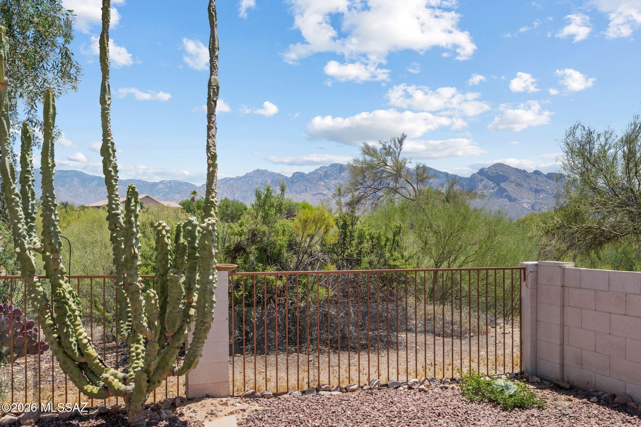 Welcome to Canada Hills! Enjoy breathtaking, unobstructed views of Pusch Ridge, the dramatic westernmost edge of the Catalina Mountains. This beautiful 3-bedroom, 2-bathroom home backs to a pristine common area (maintained by the hoa) and the 14th fairway of the El Conquistador Golf Course. The kitchen features a premium Bosch gas range and dishwasher, complete with a wraparound breakfast bar perfect for entertaining. Inside, find a charming fireplace with a custom mantle, upgraded windows throughout, and fresh exterior paint. Complete with a 2-car garage and storage galore. Located just minutes from top-rated schools, including Wilson K-8 and Ironwood Ridge High School.