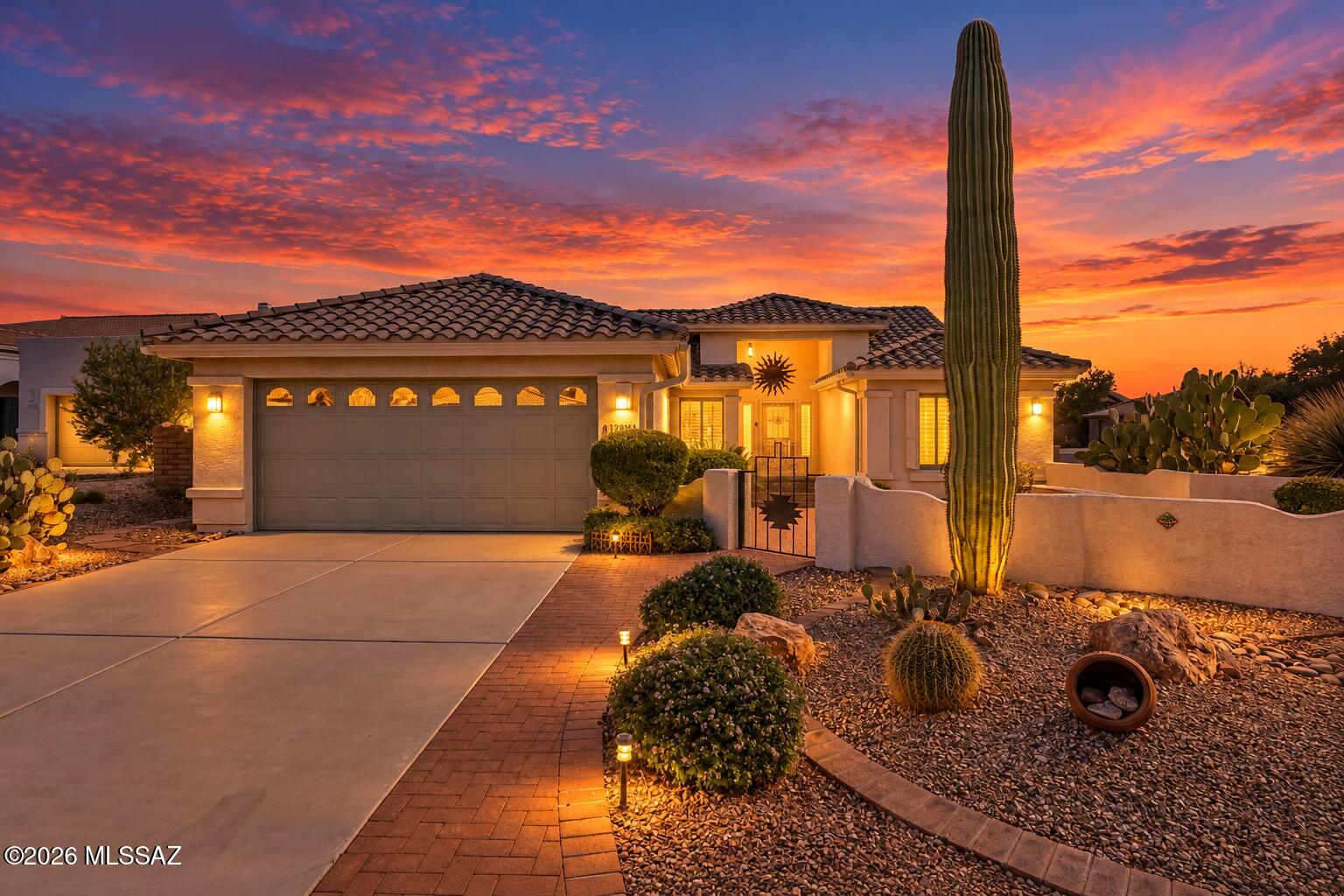 Welcome to resort-style living in the prestigious gated Quail Creek community! Perfectly positioned on a desirable corner lot with no neighbor on one side, this beautifully remodeled Oakmont offers privacy, elegance & charm. Enjoy a stunning kitchen remodel (2020) with granite counters & spacious island, elegant French doors (2020), remodeled bathroom (2023), brand-new carpet & timeless plantation shutters throughout. A charming front courtyard welcomes you home, while the expansive EAST-facing covered patio offers breathtaking sunrises & afternoon shade! An extended garage features a water softener, utility sink & service door. Experience the exceptional Quail Creek lifestyle with 27 holes of championship golf, resort-style pools, fitness centers, pickleball & dining!