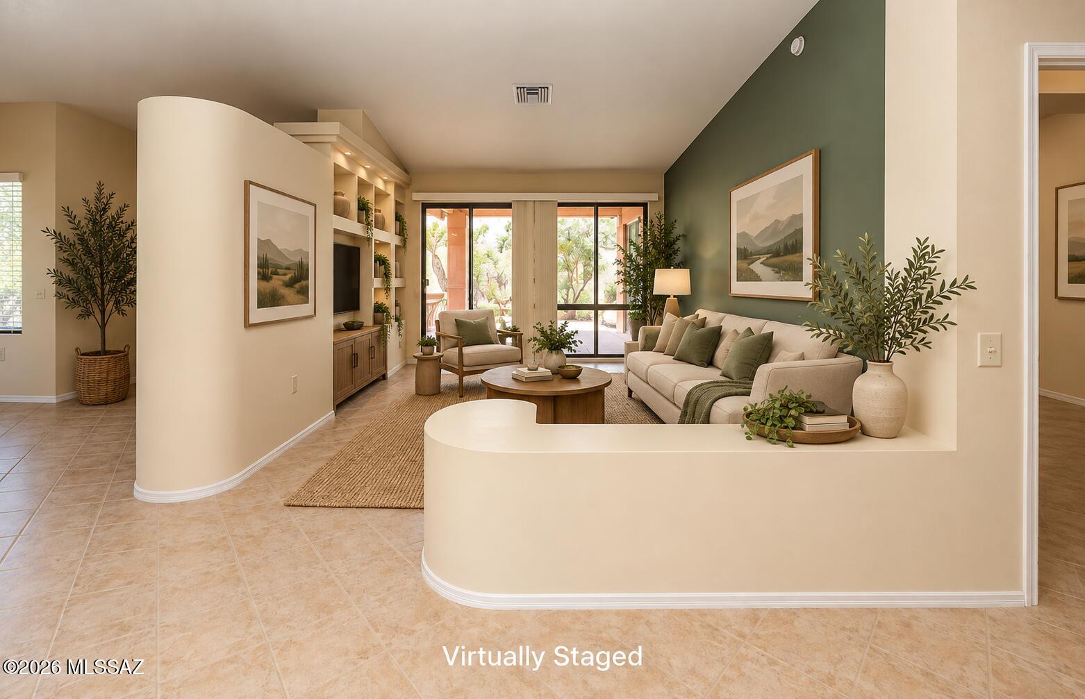 Enjoy comfortable Arizona living in this charming 2 bedroom, 2 bath home located in a quiet Green Valley neighborhood. Thoughtfully designed with a spacious den off the primary suite, offering flexibility for a home office, hobby room, or private retreat. Two cozy fireplaces add warmth and character, abundant storage throughout including 2 primary closets, walk-in showers in both bathrooms, granite countertops, peek-a-view of the mountains from the front courtyard. Enjoy easy access to shopping, dining, and Green Valley Recreation amenities. Recent updates include a new roof & water heater for added peace of mind. Ask about 2.99% Assumable loan option as well!