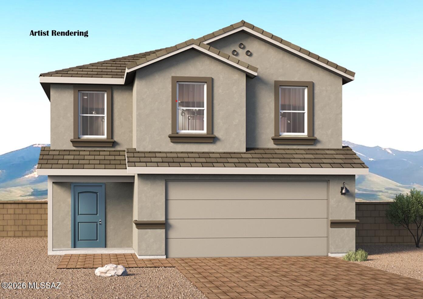 The Dove is a brand-new two-story home at Red Rock Village offering 1,536 sq. ft. of modern living. The open-concept main floor features a spacious great room, dining area, and a stylish kitchen with an island and pantry. 3 bedrooms, 2 full baths, a convenient upstairs laundry room, and a private primary suite with a walk-in closet. Enjoy a large backyard with mountain views and beautiful sunsets. Home Is Connected® smart features included. Red Rock Village offers a pool, water slide, parks, sports court, and nearby Red Rock Elementary (K-8)- a vibrant, friendly community. This home needs to be built.