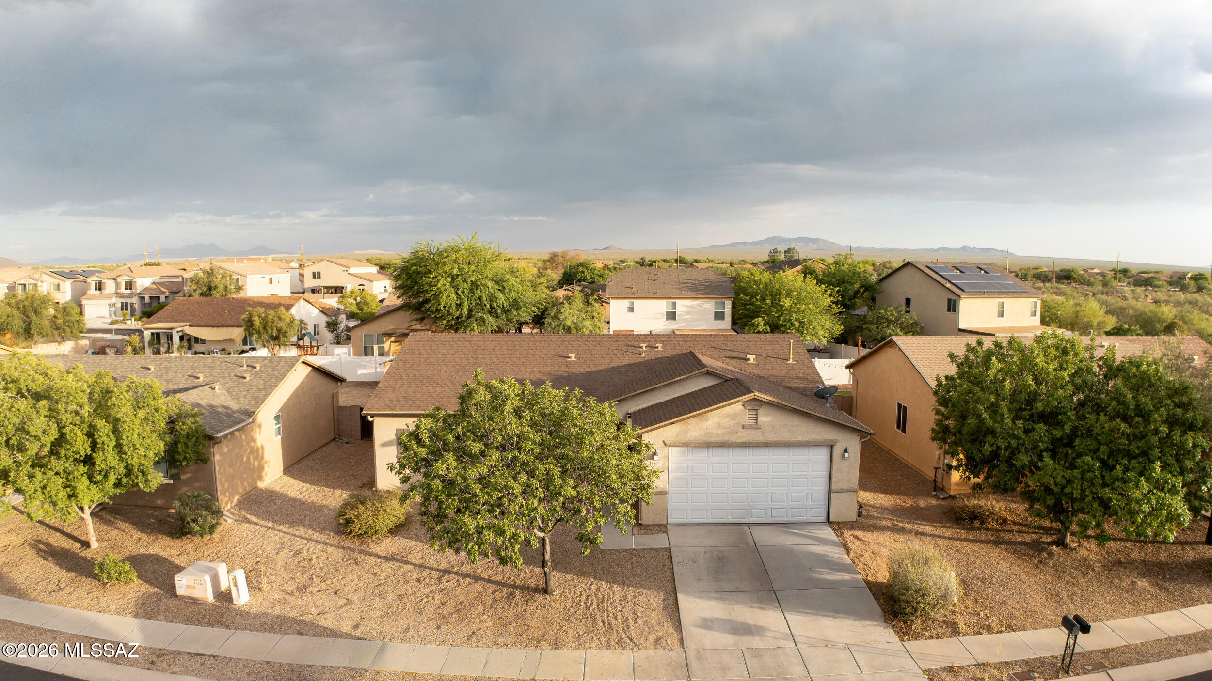 Rare Short Sale Opportunity in Sonoran Ranch Estates! This beautifully maintained Mission-style home offers an incredible opportunity to own a move-in-ready property loaded with upgrades. Featuring 3 bedrooms, 2 bathrooms, and a versatile den that can easily serve as a 4th bedroom, home office, or flex space, this home is designed for both comfort and functionality. Enjoy upgraded cabinetry, 18'' diagonal tile flooring, French doors, a decorative iron glass front door, and 9-foot ceilings. Additional insulation, pre-wiring for ceiling fans and surround sound, automatic irrigation, and fully paid-off solar panels add exceptional value and efficiency. Located in a desirable community with a low quarterly HOA, this home combines style, savings, and opportunity. Don't miss