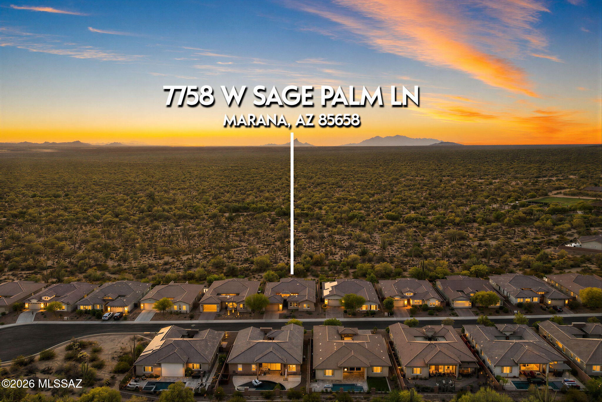 Nestled in Marana's prestigious Dove Mountain, this 3,032 sq ft 4 bed/3.5 bath home offers spectacular Sonoran Desert living. Framed by unobstructed, panoramic sunset views with privacy and no neighbors behind, the premium lot integrates seamlessly with nature through your expansive courtyard slider.
Inside, meticulously curated upgrades elevate daily living. The gourmet kitchen features large center island, butler's pantry, complemented by a custom drop zone, dedicated office/den, and a 3-car tandem garage. Guests enjoy ultimate privacy in a rare second en-suite bedroom. Enjoy sophisticated modern design with serene desert tranquility in a resort setting. Minutes from The Golf Clubs@ Dove Mountain, Amazing trail systems, and ''A'' rated CSTEM K-8 schools; Call today for a private showing