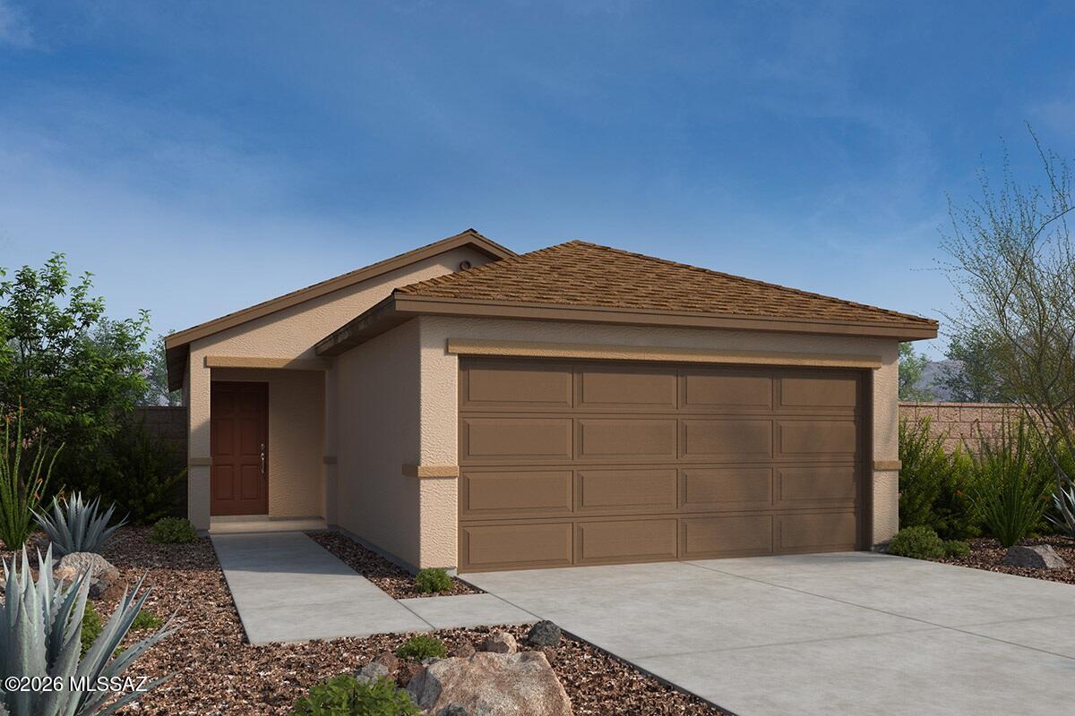 This single-story home features an open floor plan with abundant natural light, 9-ft. ceilings, and ceramic tile flooring throughout. Overlooking the great room, the kitchen boasts poplar cabinets, a peninsula, and Whirlpool® stainless steel appliances, including gas range, dishwasher, and refrigerator. Ample storage space is available at two-car garage, kitchen pantry, hallway linen closet, and entry coat closet. Enjoy the convenience of a dedicated laundry space with Whirlpool® washer and electric dryer. The covered back patio provides outdoor shade for dining and entertaining. Price includes discount predicated on using seller's preferred lender KBHS.