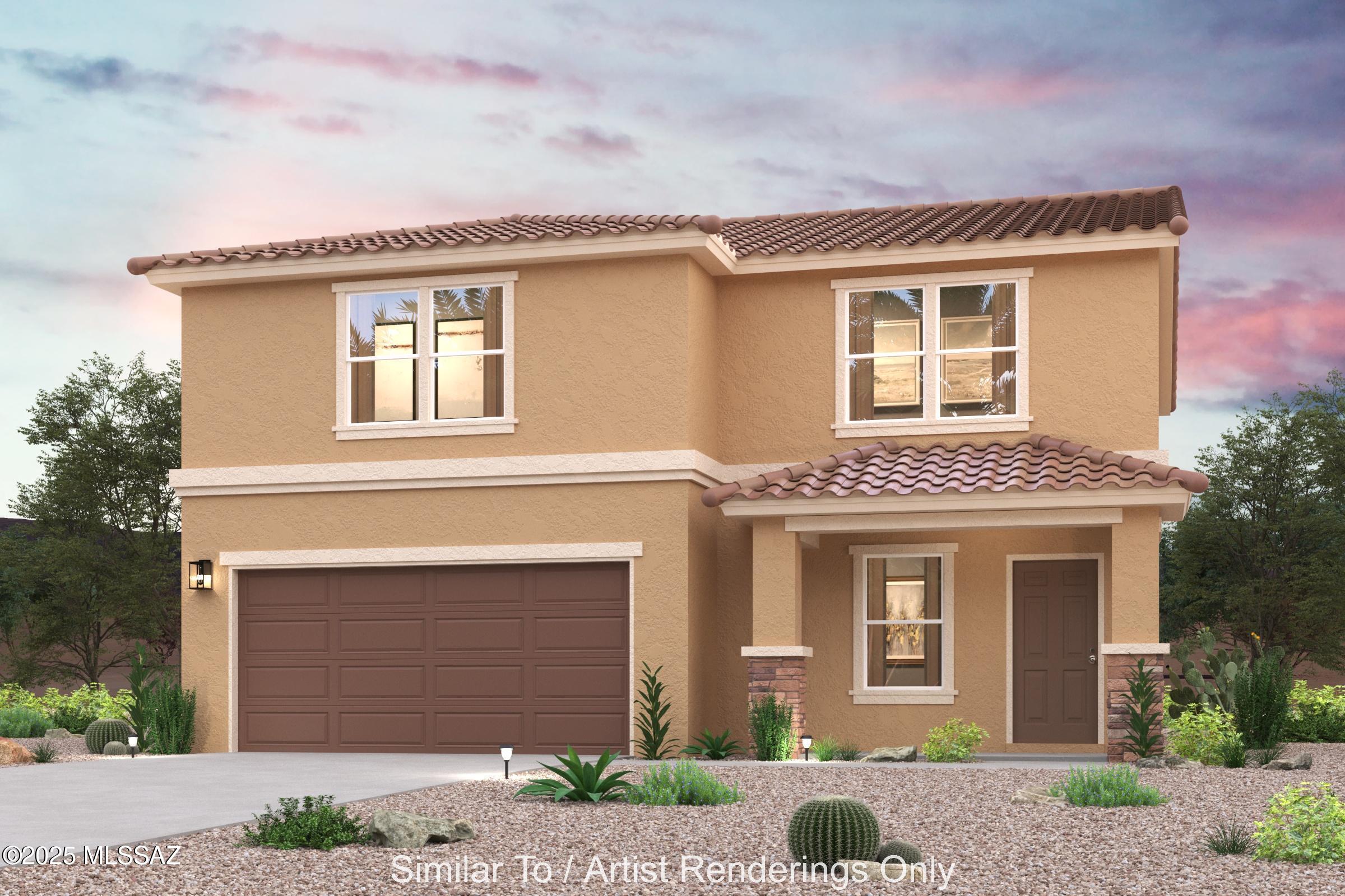 Discover Your Dream Home in Entrada Del Toro! Introducing the Troon Plan! This two-story home offers a blend of functionality and style. The main level features a spacious great room, kitchen with granite counters, stainless steel appliances, along with an elegant dining area ideal for entertaining. A versatile flex space can be adapted to suit your needs, while the 2-bay garage provides ample storage. Upstairs, the primary suite is a serene retreat, complete with a walk-in closet and an ensuite bathroom featuring a double vanity. Three additional bedrooms offer generous space, with one including a walk-in closet. The upper level also includes a second bathroom, a welcoming foyer, and a large laundry room for added convenience. Step outside to the covered patio, perfect for relaxation.