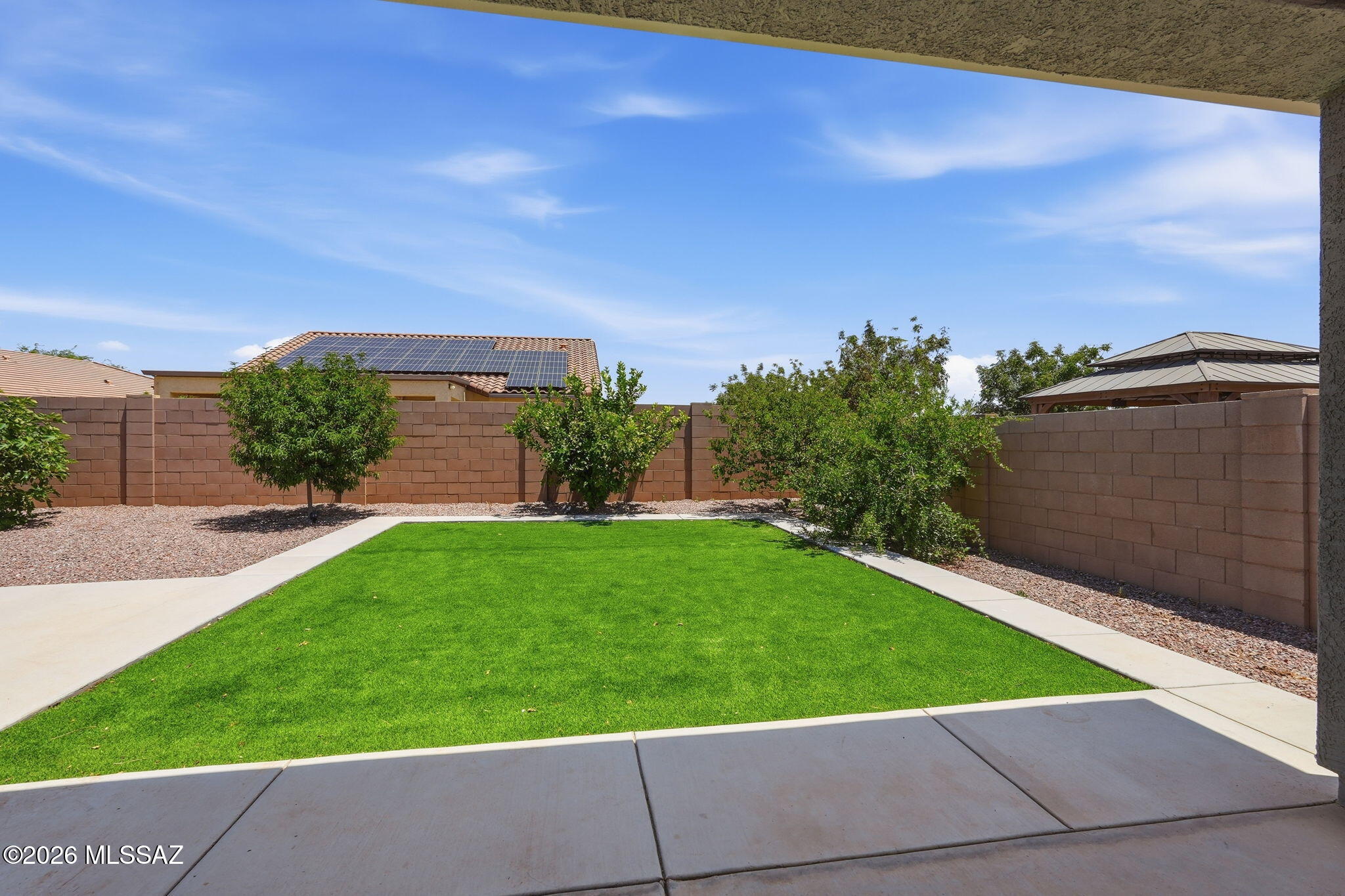 Newer home on cul-de-sac near community open green spaces. Home features gorgeous landscaped rear yard with lush turf and mature citrus, pomegranate, fig, and pear trees. Ceramic tile throughout except the bedrooms. Granite kitchen and stainless appliances. Master bath has upgraded walk-in shower and large walk-in closet. 
Call today!