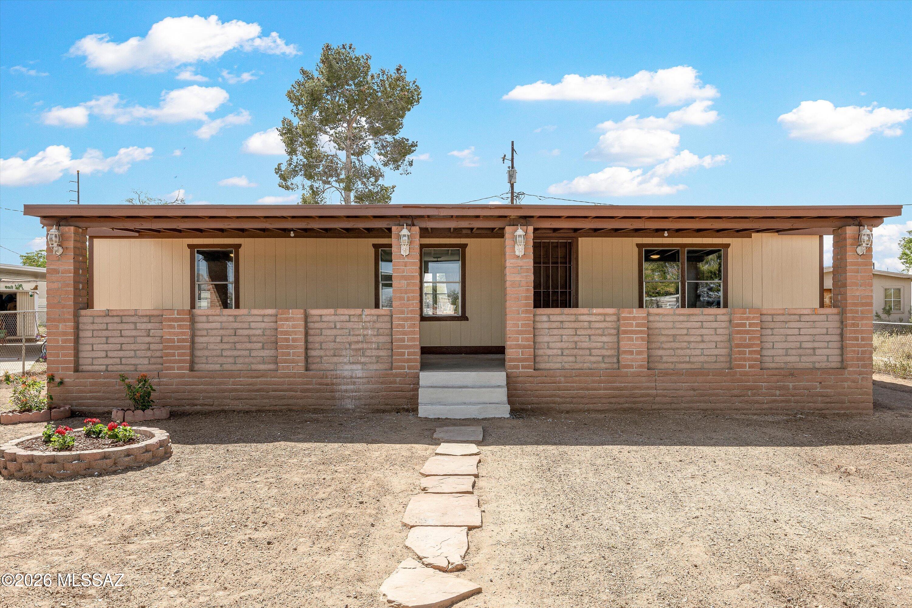 Welcome to this beautifully updated home tucked away on a quiet cul-de-sac, where comfort, style, and convenience come together seamlessly. From the moment you arrive, you'll appreciate the inviting curb appeal, the large lot, and the sense of privacy this desirable location provides, along with the benefit of friendly neighbors within the cul-de-sac creating a welcoming community feel. Step inside to discover a thoughtfully designed split floor plan that offers both functionality and flexibility, ideal for everyday living as well as hosting guests. The home has been extensively updated throughout, creating a fresh, modern feel while maintaining a warm and welcoming atmosphere. At the heart of the home is the fully remodeled kitchen, featuring brand-new cabinetry, sleek countertops, a gas stove, modern exhaust hood, new sink, and dishwasher. The upgrades continue into the bathrooms, where you'll find new vanities, mirrors, and toilets, all finished with a clean, contemporary touch. New flooring flows throughout the home, complemented by updated lighting and fixtures that enhance each room with style and brightness.
Major improvements include a new roof, HVAC system, and new metal skirting, providing peace of mind and helping ensure comfort and efficiency for years to come. Fresh interior and exterior paint complete the transformation, giving the home a crisp, move-in-ready appeal. Ideally located just minutes from Tucson Mall, the Auto Mall, and a wide variety of restaurants and shopping options, this home also offers quick and easy access to I-10, making commuting and getting around Tucson simple and convenient. This is a great opportunity to own a move-in-ready home with modern updates, a large lot, and a welcoming cul-de-sac setting in a prime location. Come experience it for yourself.